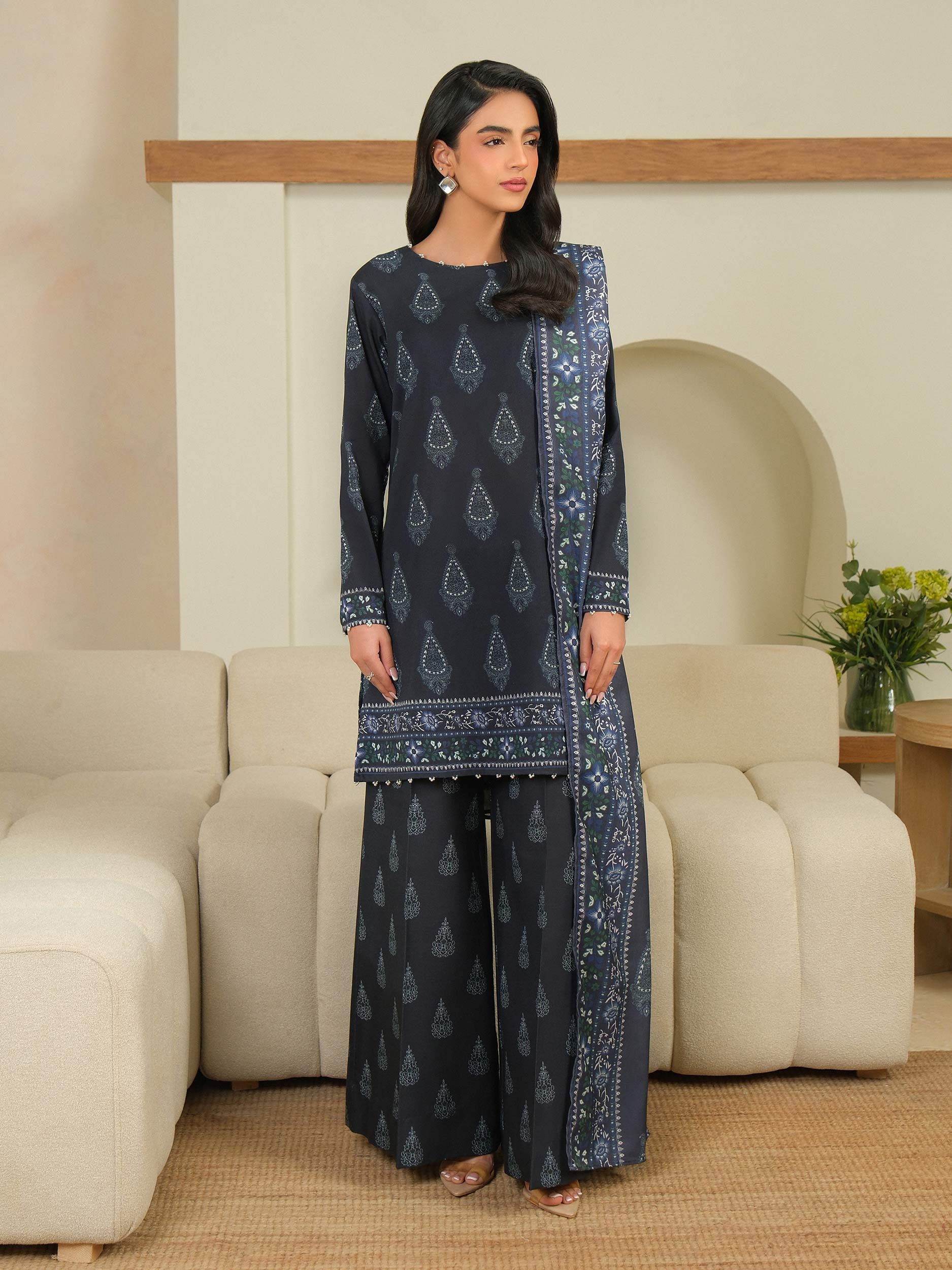 3 Piece Khaddar Suit-Printed (Unstitched) - Image 2
