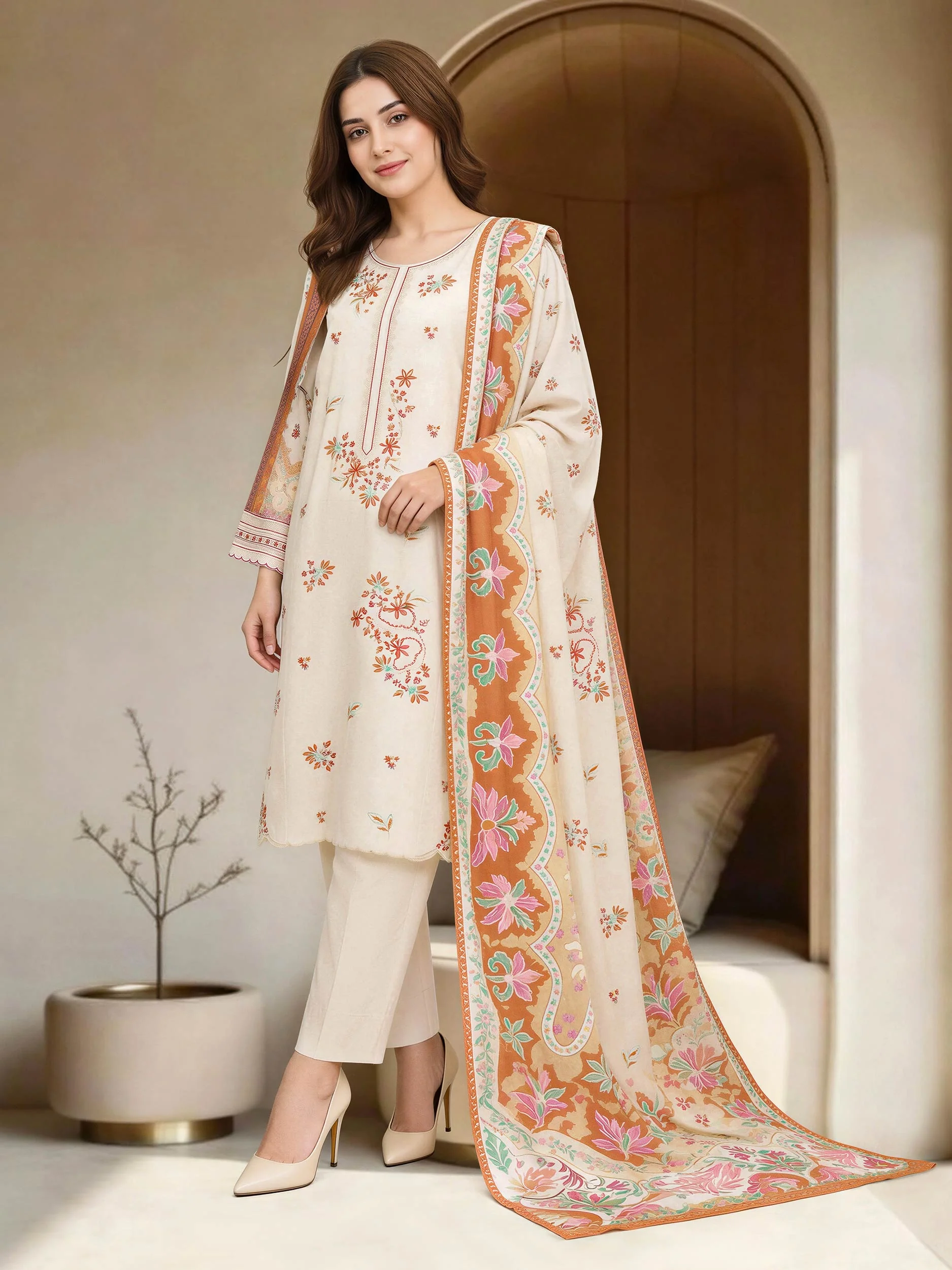 3 Piece Lawn Suit-Embroidered (Unstitched) - Image 4