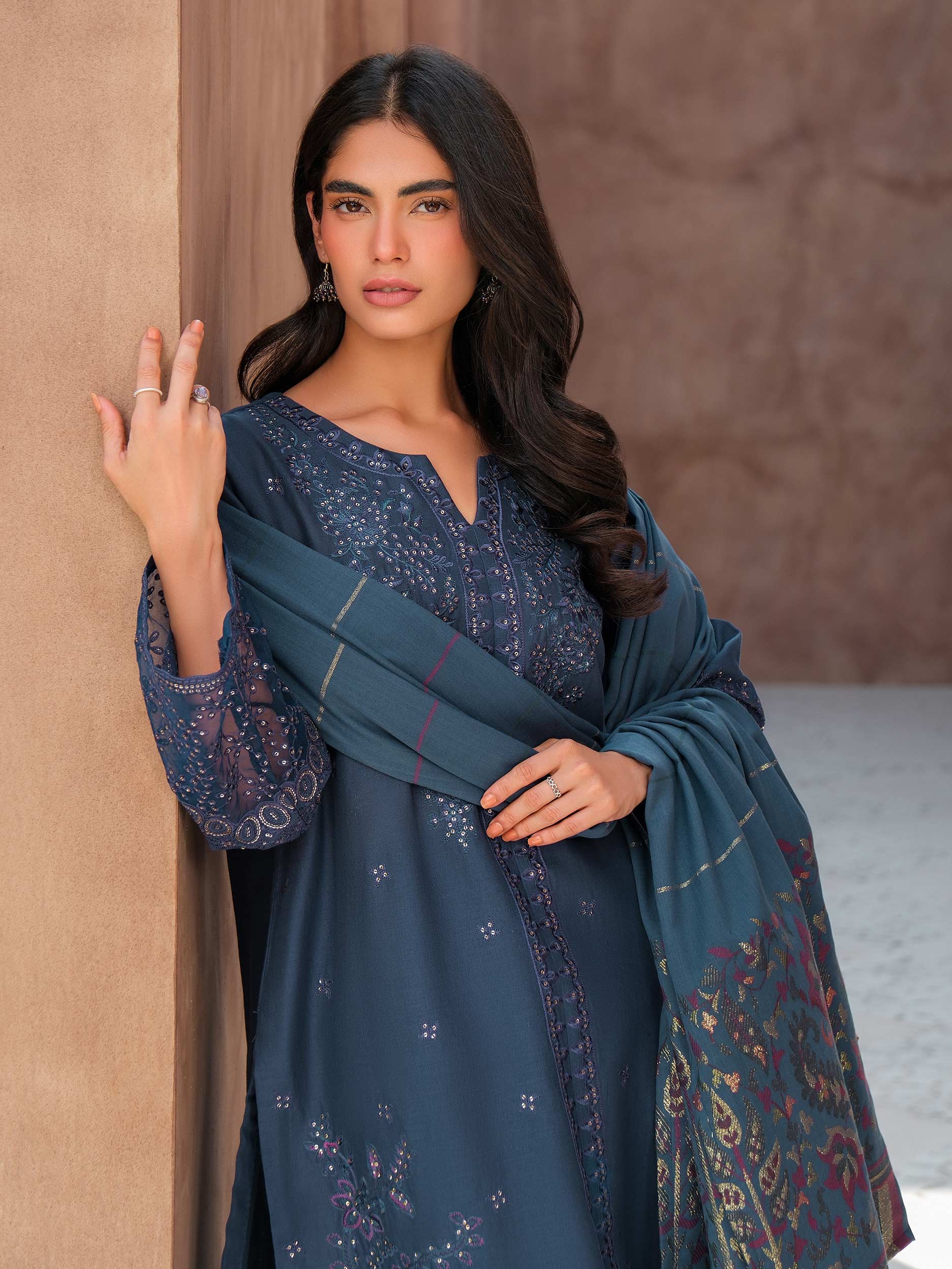3 Piece Khaddar Suit-Embroidered (Unstitched) - Image 2