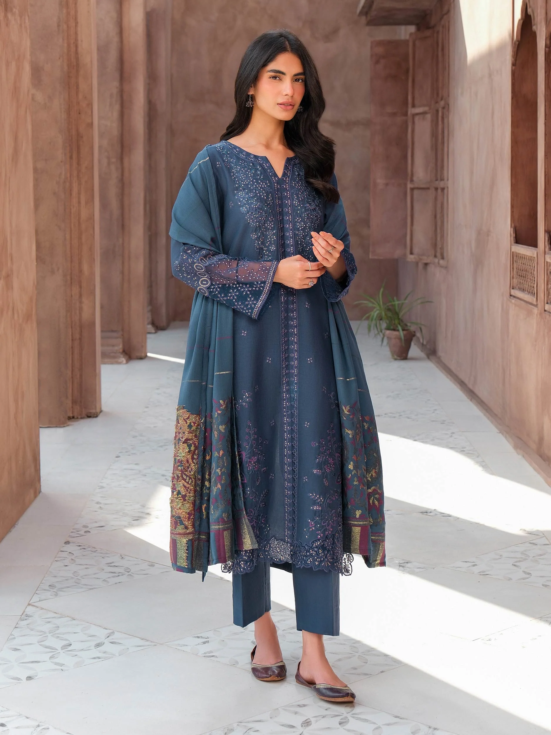 3 Piece Khaddar Suit-Embroidered (Unstitched) - Image 3