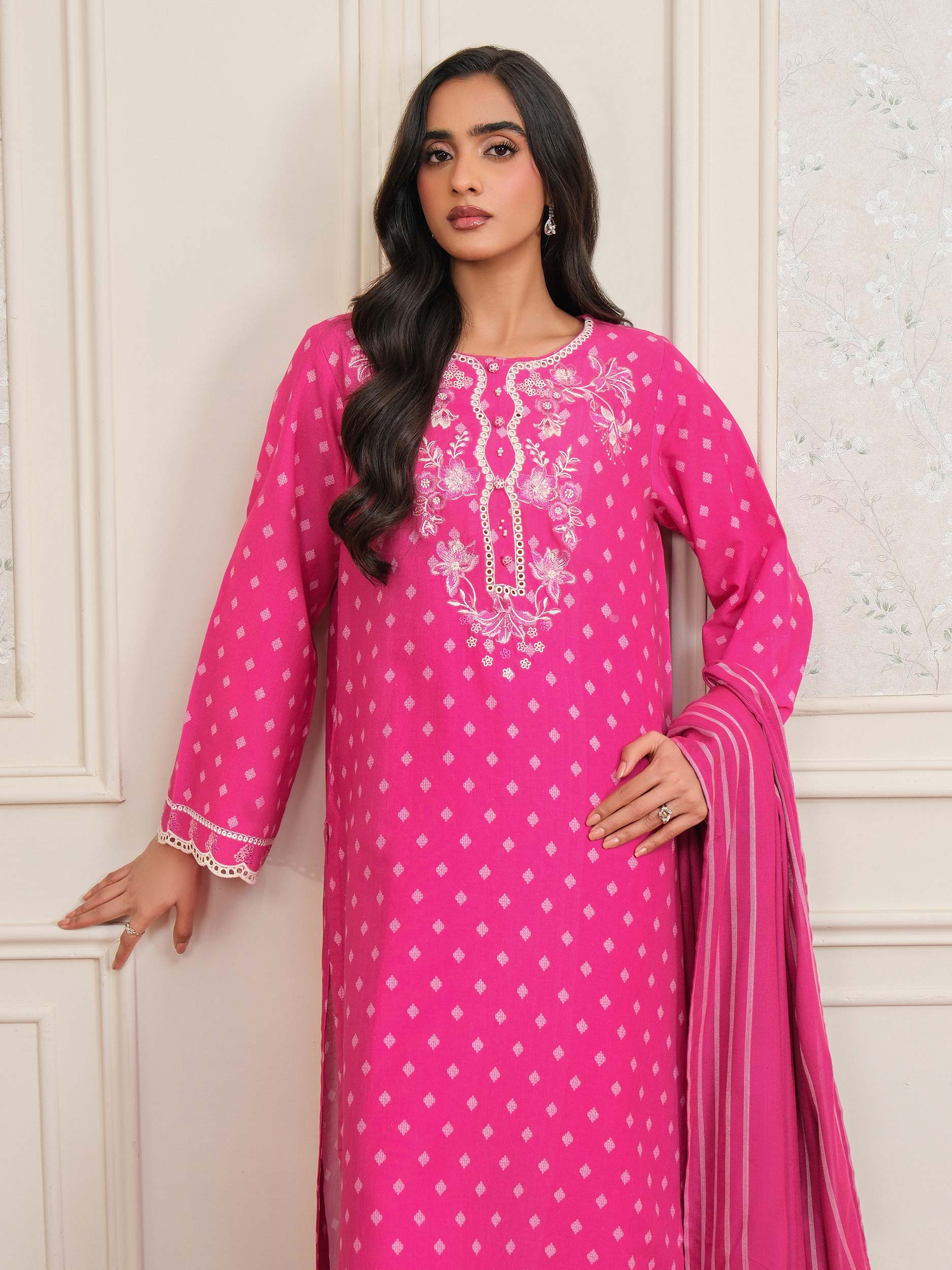 3 Piece Khaddar Suit-Embroidered (Unstitched) - Image 2