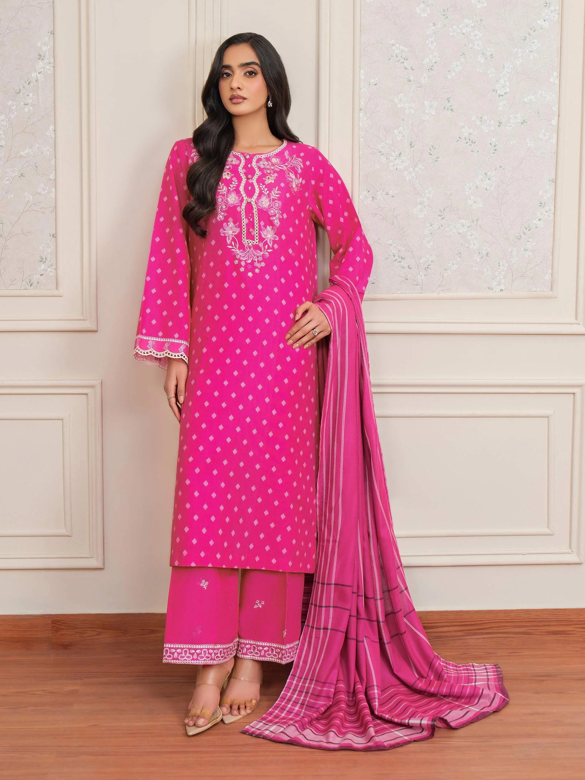 3 Piece Khaddar Suit-Embroidered (Unstitched) - Image 4
