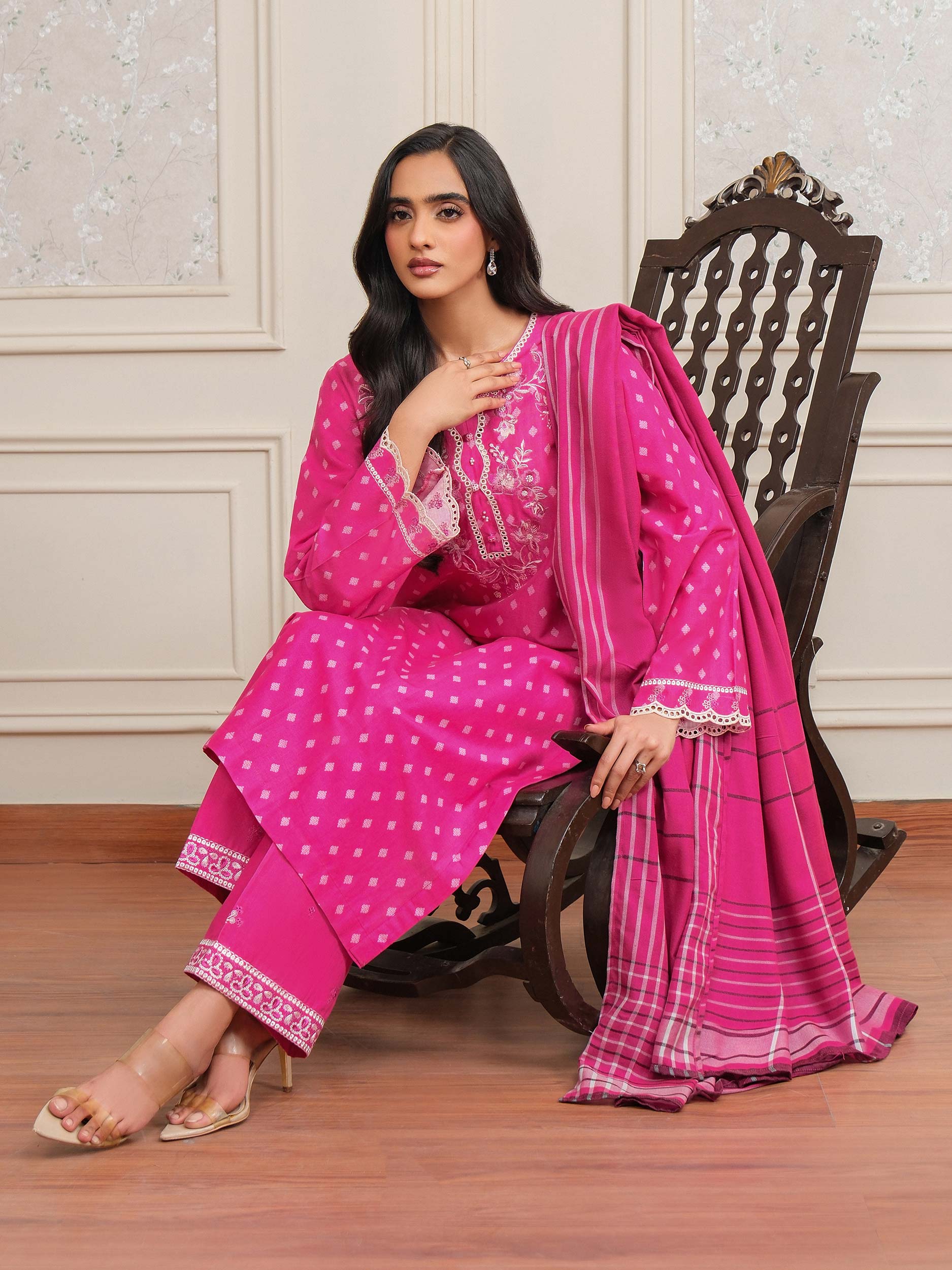 3 Piece Khaddar Suit-Embroidered (Unstitched) - Image 6