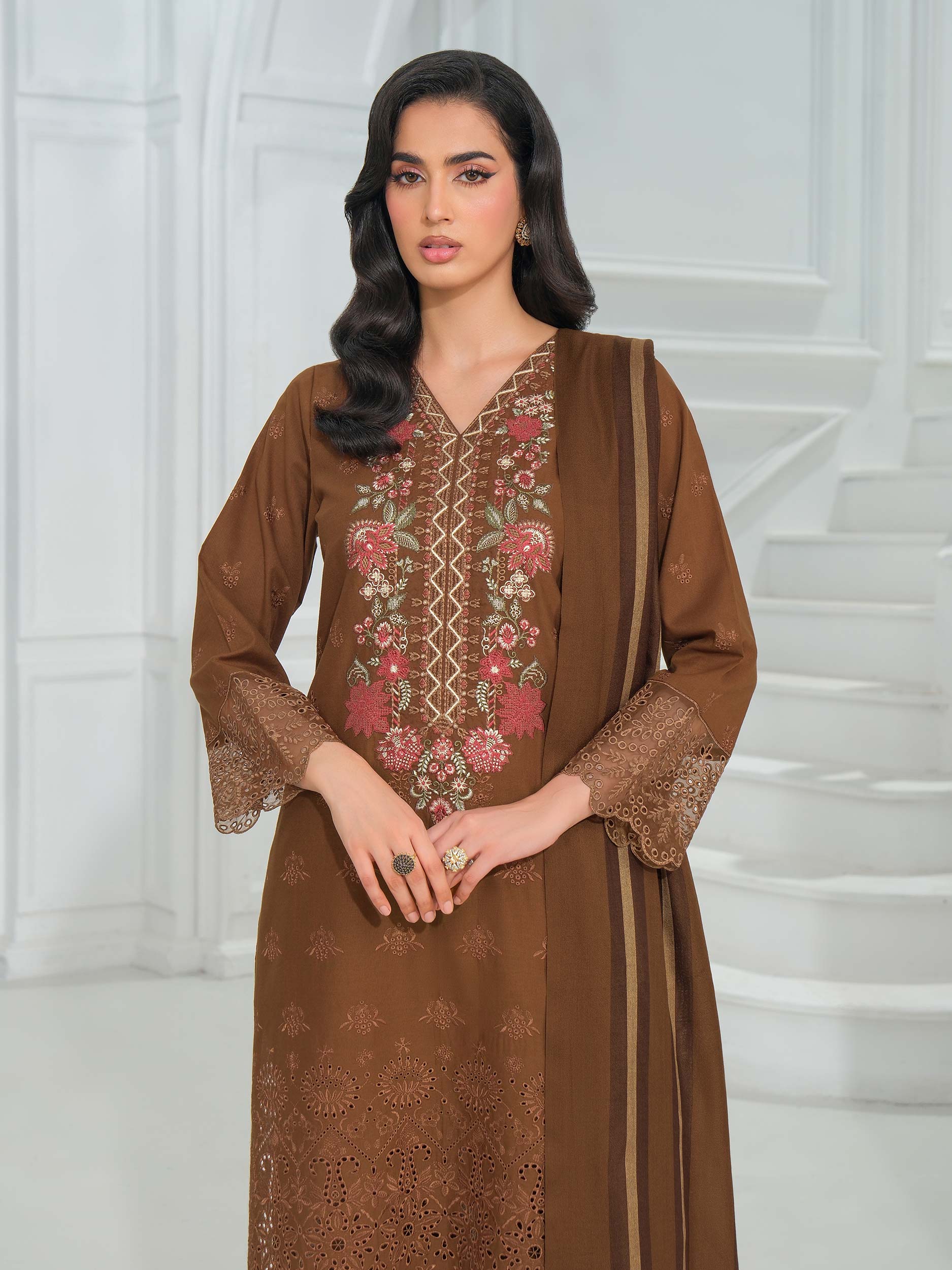 3 Piece Khaddar Suit-Embroidered (Unstitched) - Image 2
