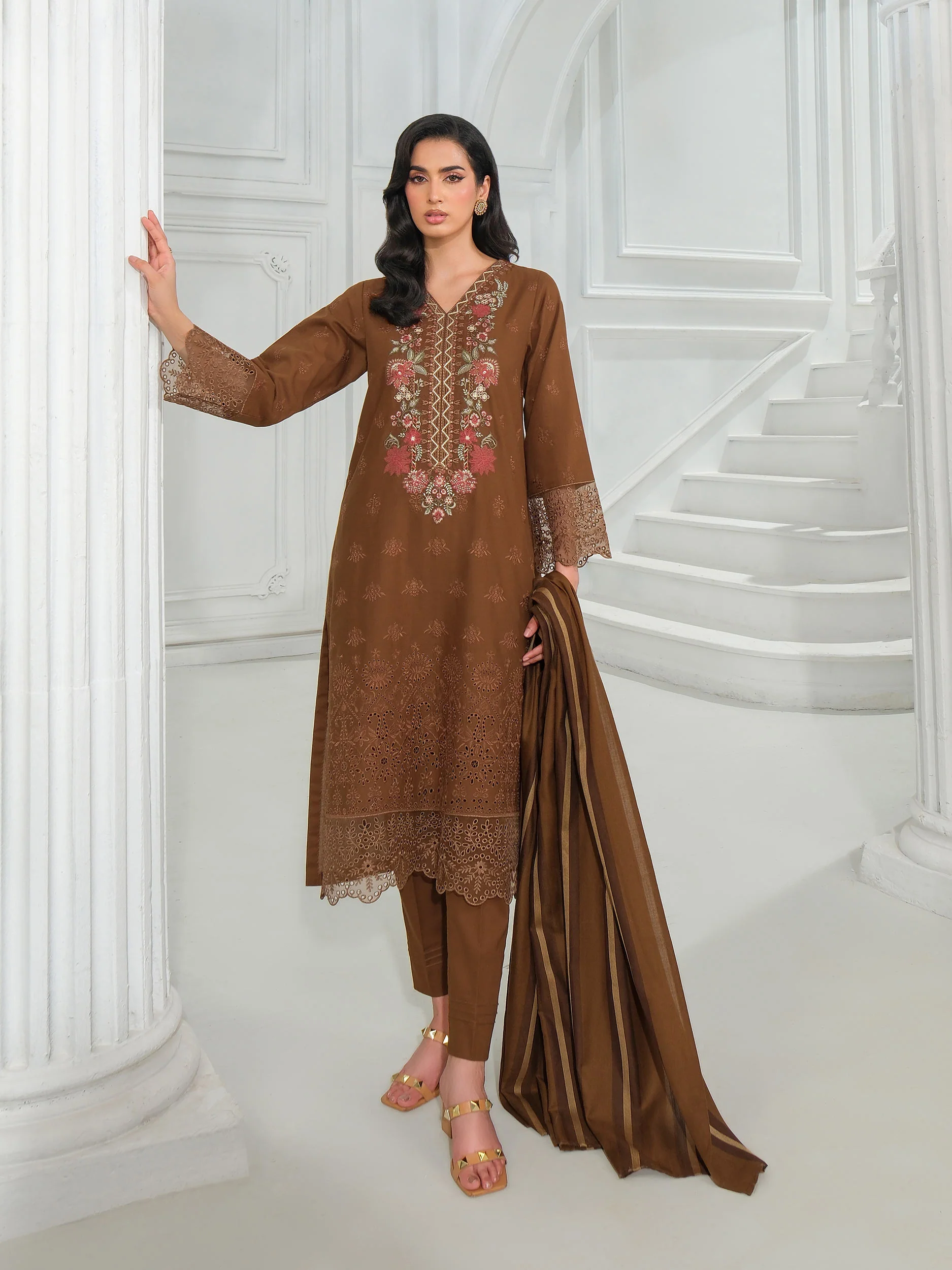 3 Piece Khaddar Suit-Embroidered (Unstitched) - Image 3
