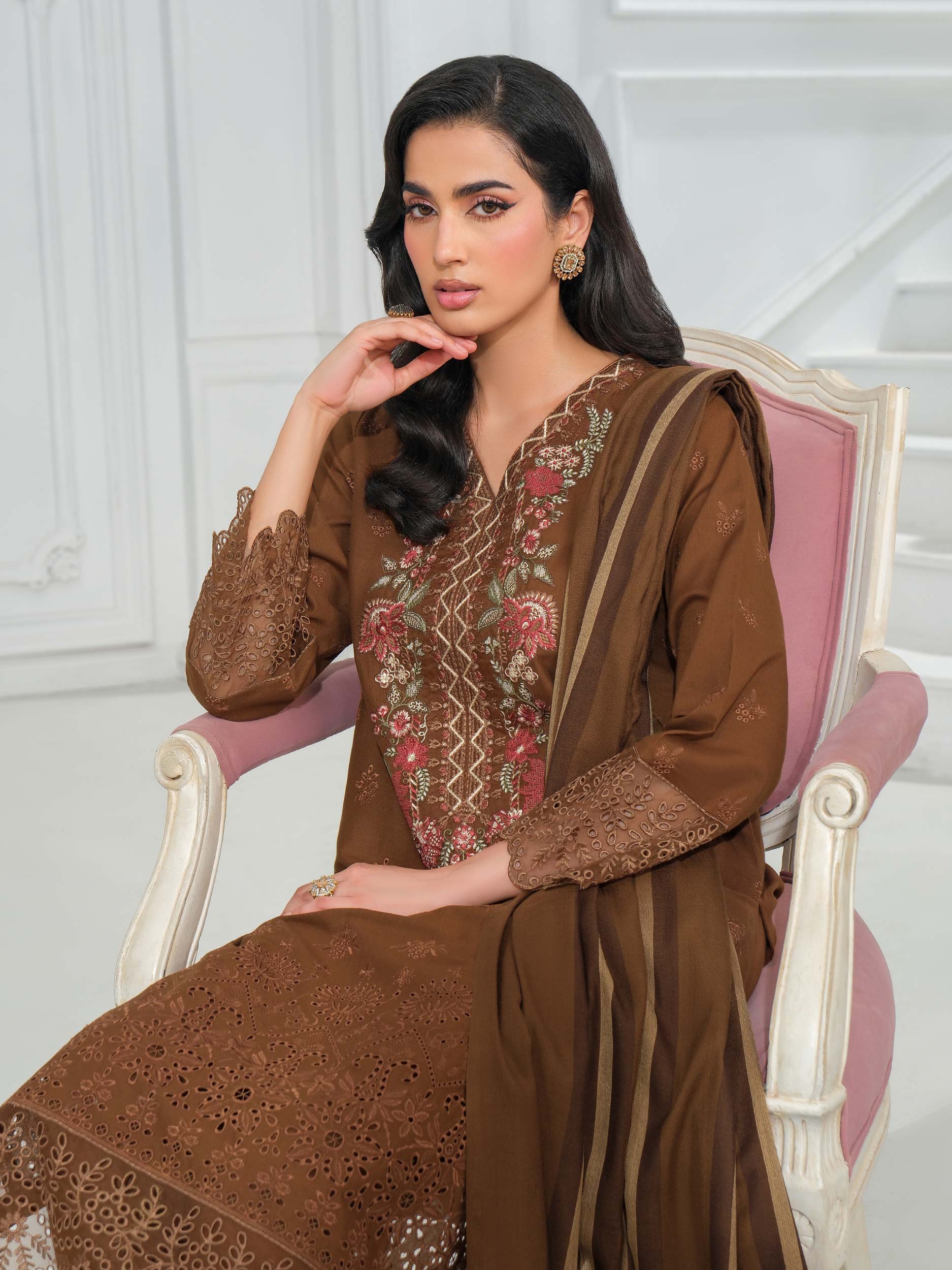 3 Piece Khaddar Suit-Embroidered (Unstitched) - Image 8