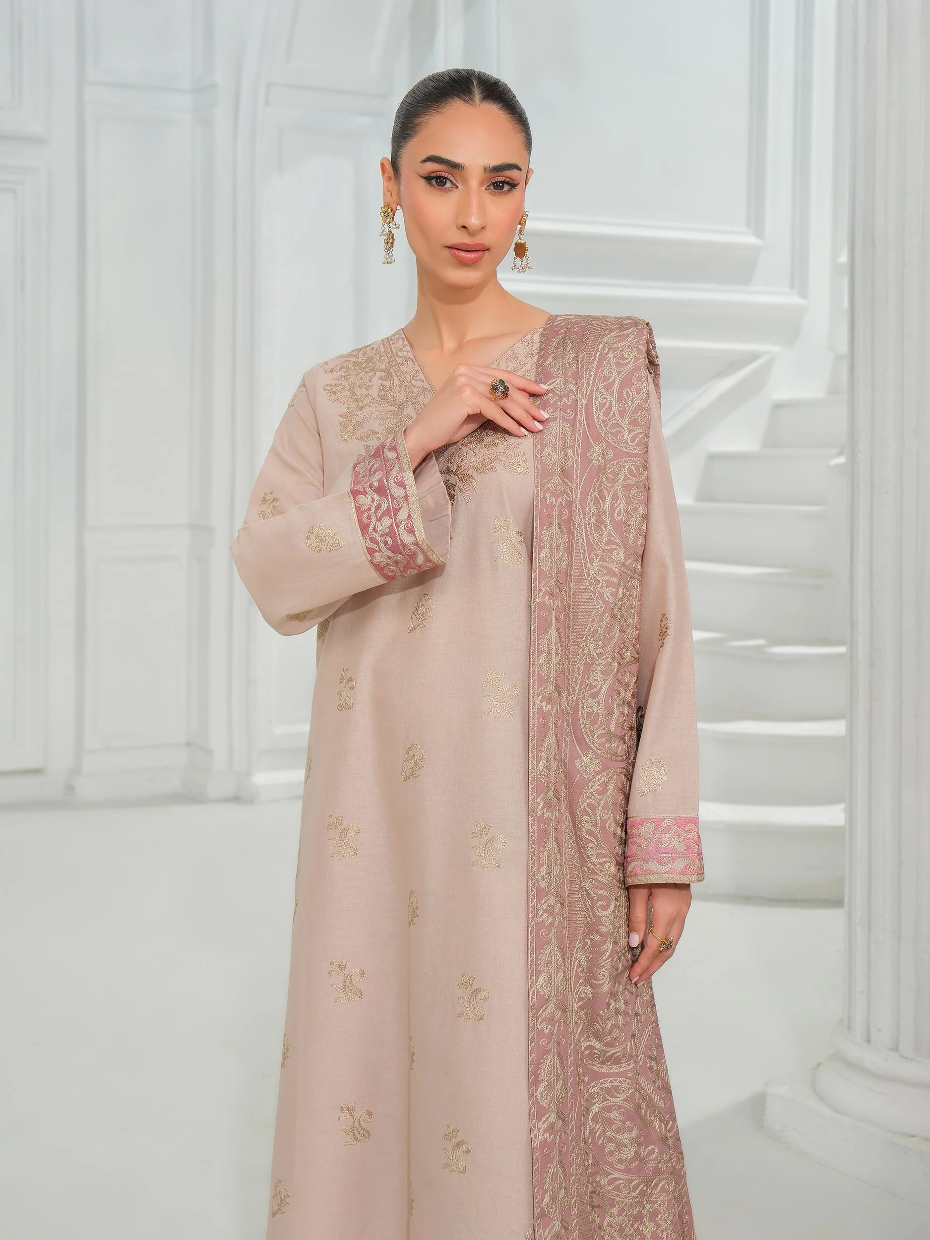 3 Piece Khaddar Suit-Embroidered (Unstitched) - Image 2