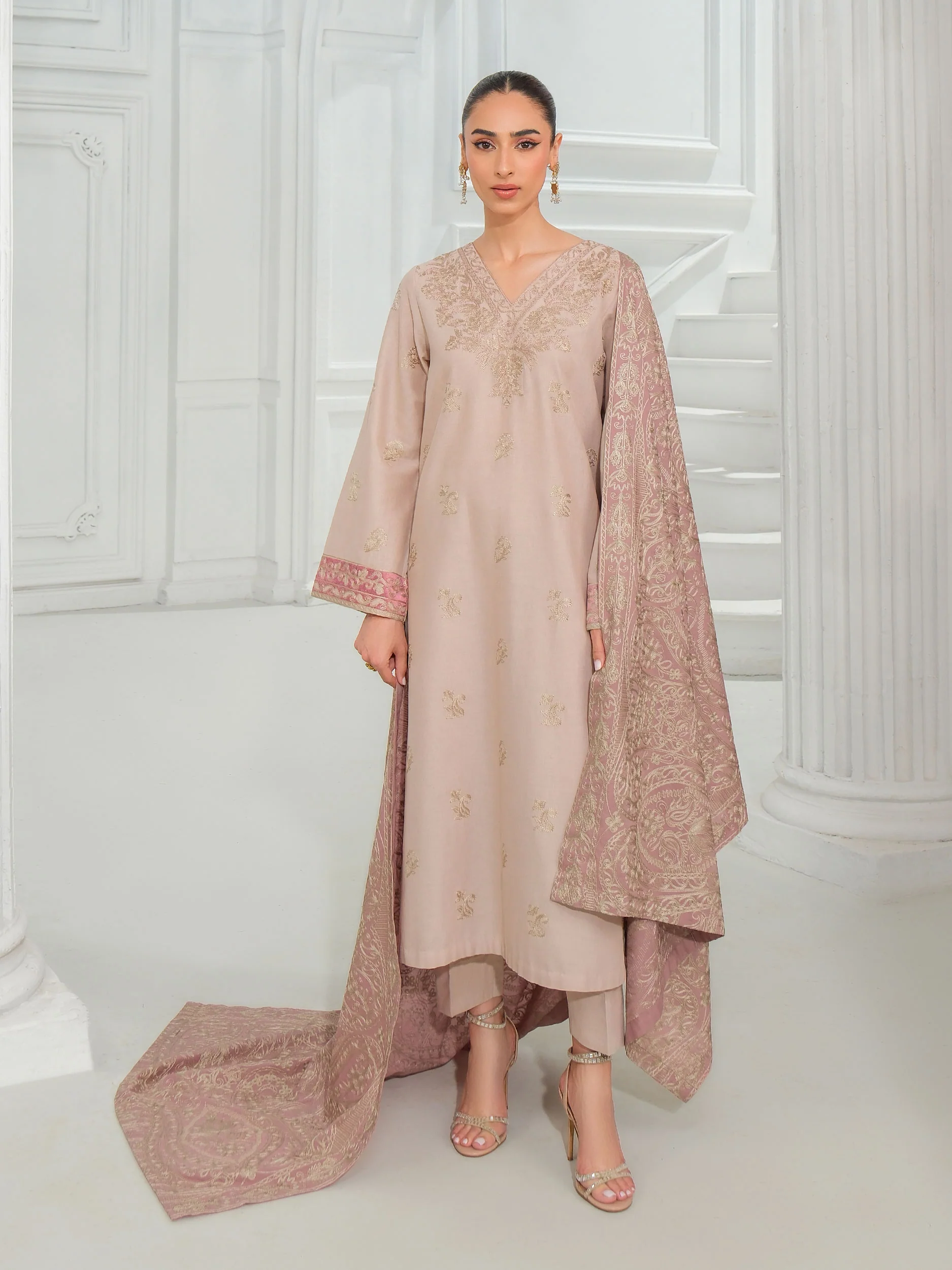 3 Piece Khaddar Suit-Embroidered (Unstitched) - Image 3