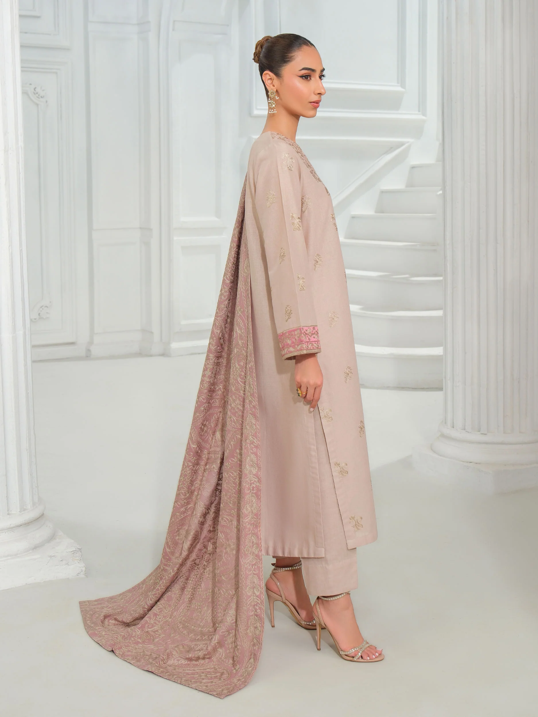 3 Piece Khaddar Suit-Embroidered (Unstitched) - Image 4
