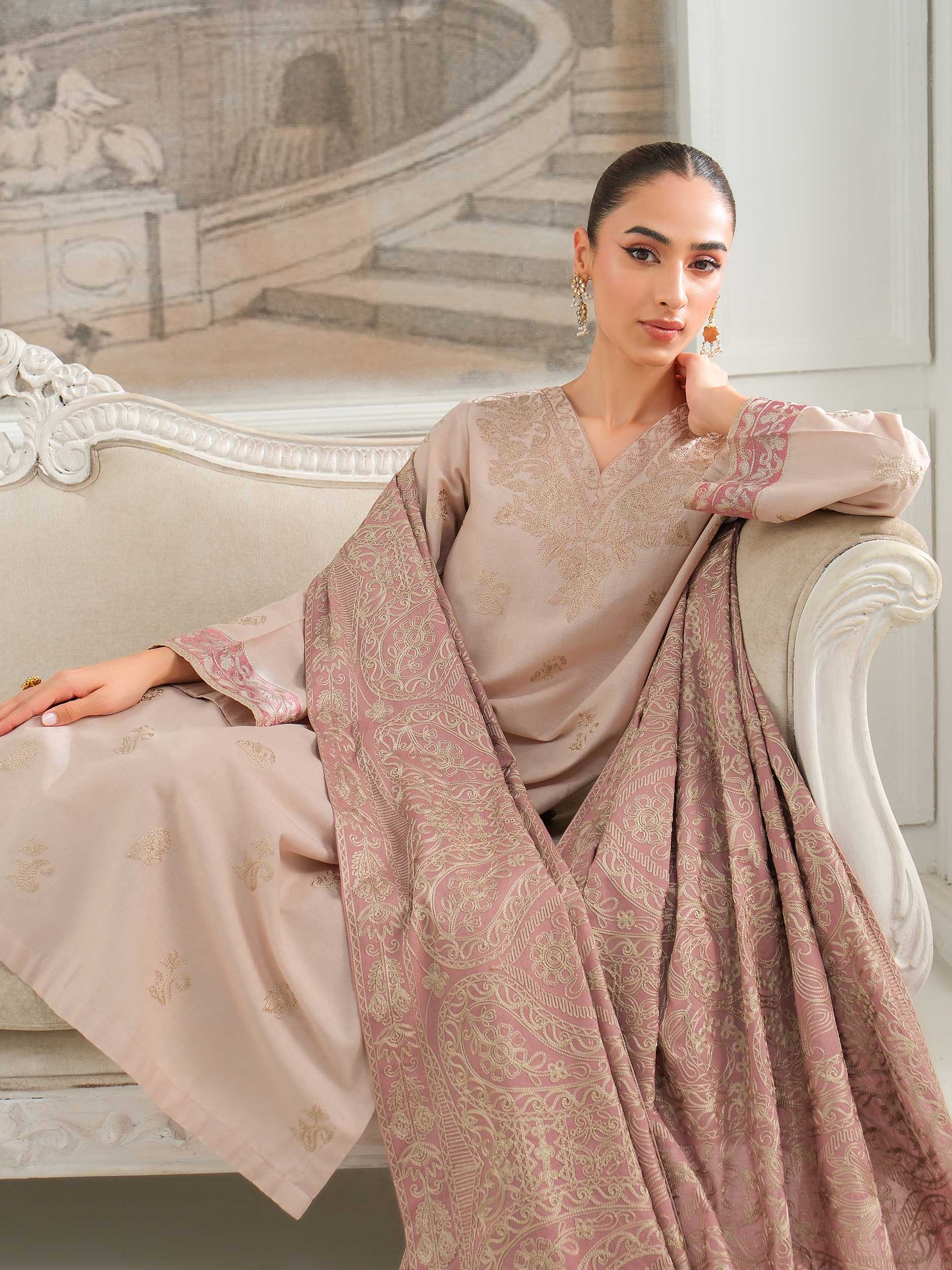 3 Piece Khaddar Suit-Embroidered (Unstitched) - Image 9