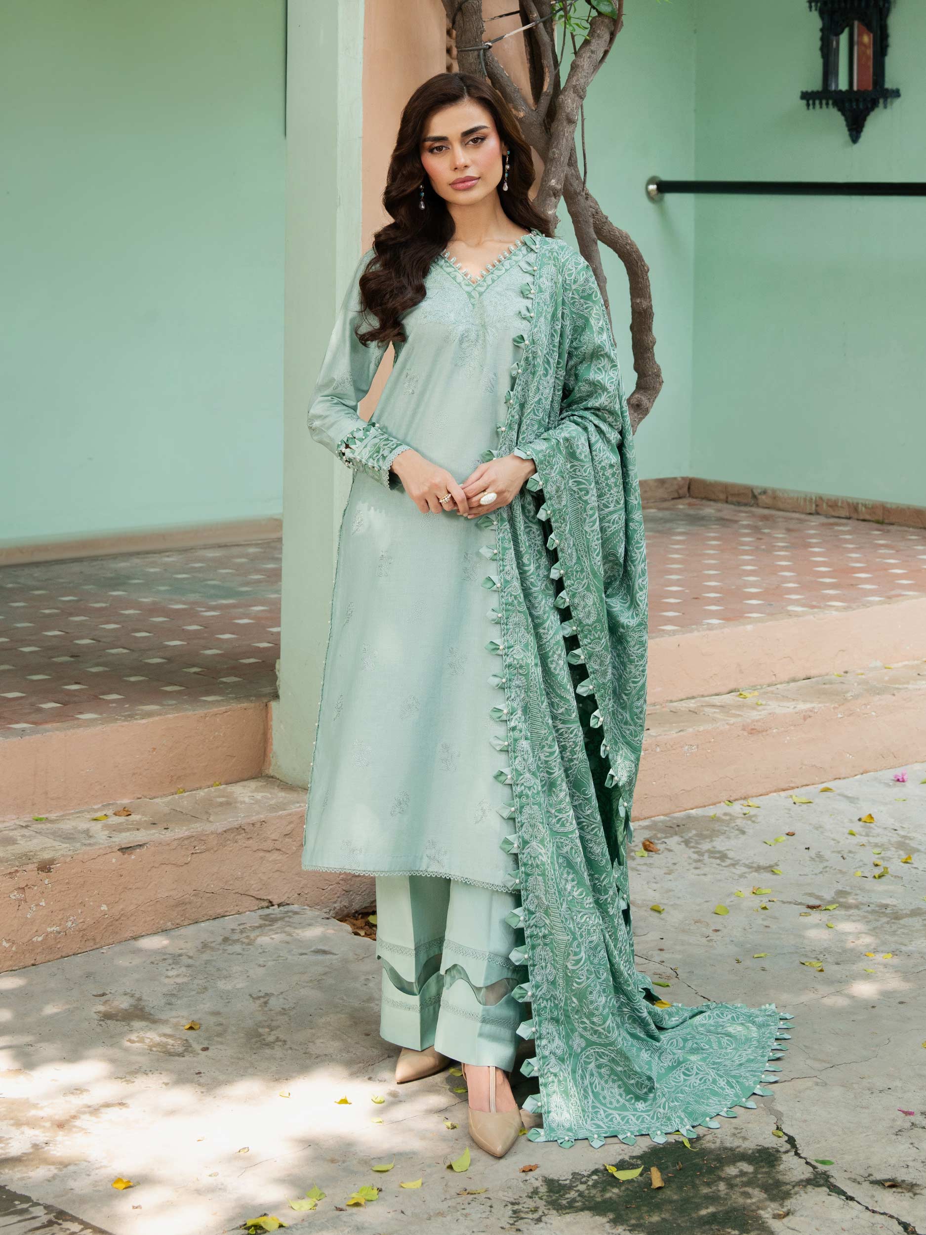 3 Piece Khaddar Suit-Embroidered (Unstitched) - Image 9