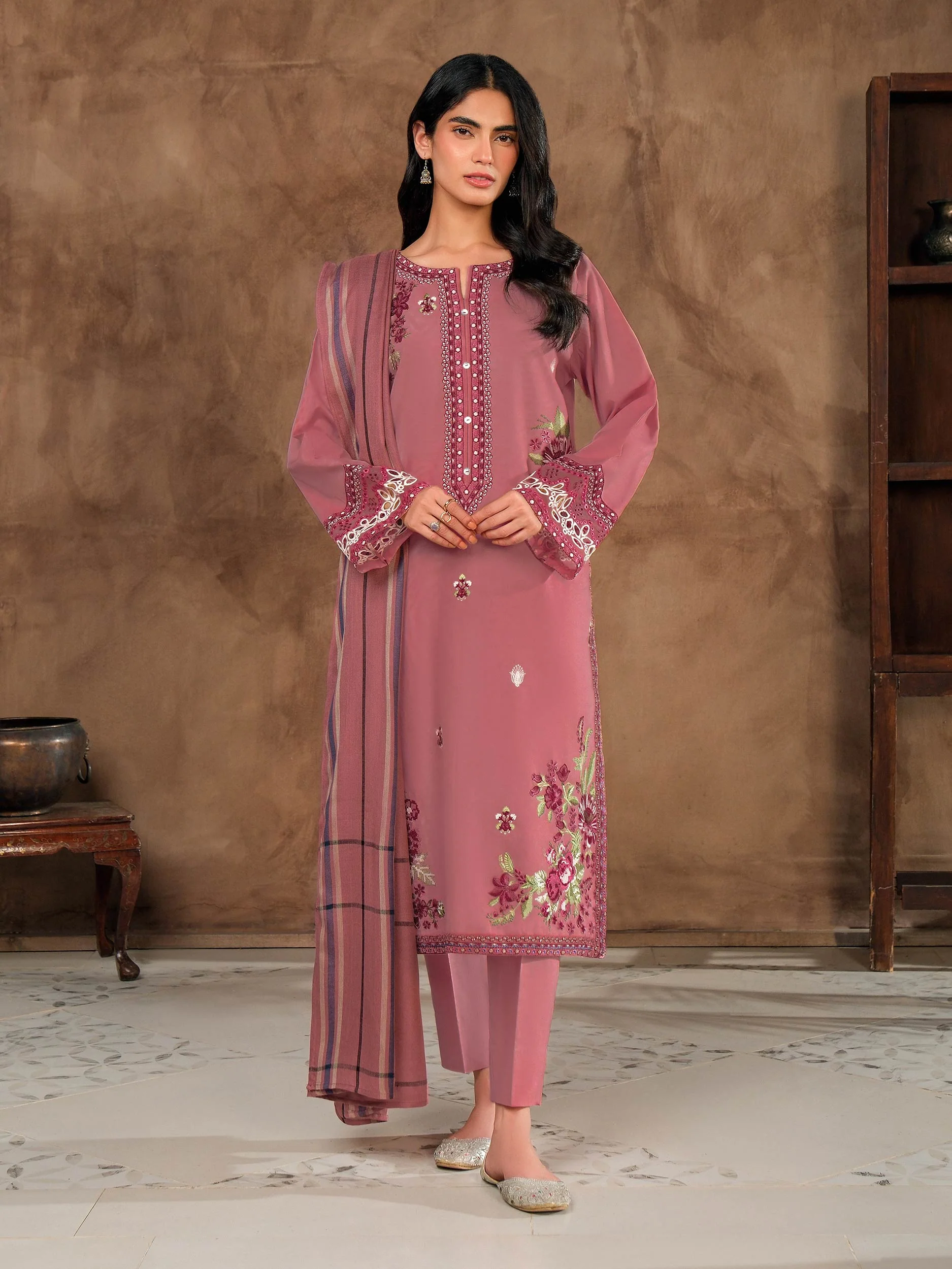 3 Piece Khaddar Suit-Embroidered (Unstitched) - Image 6