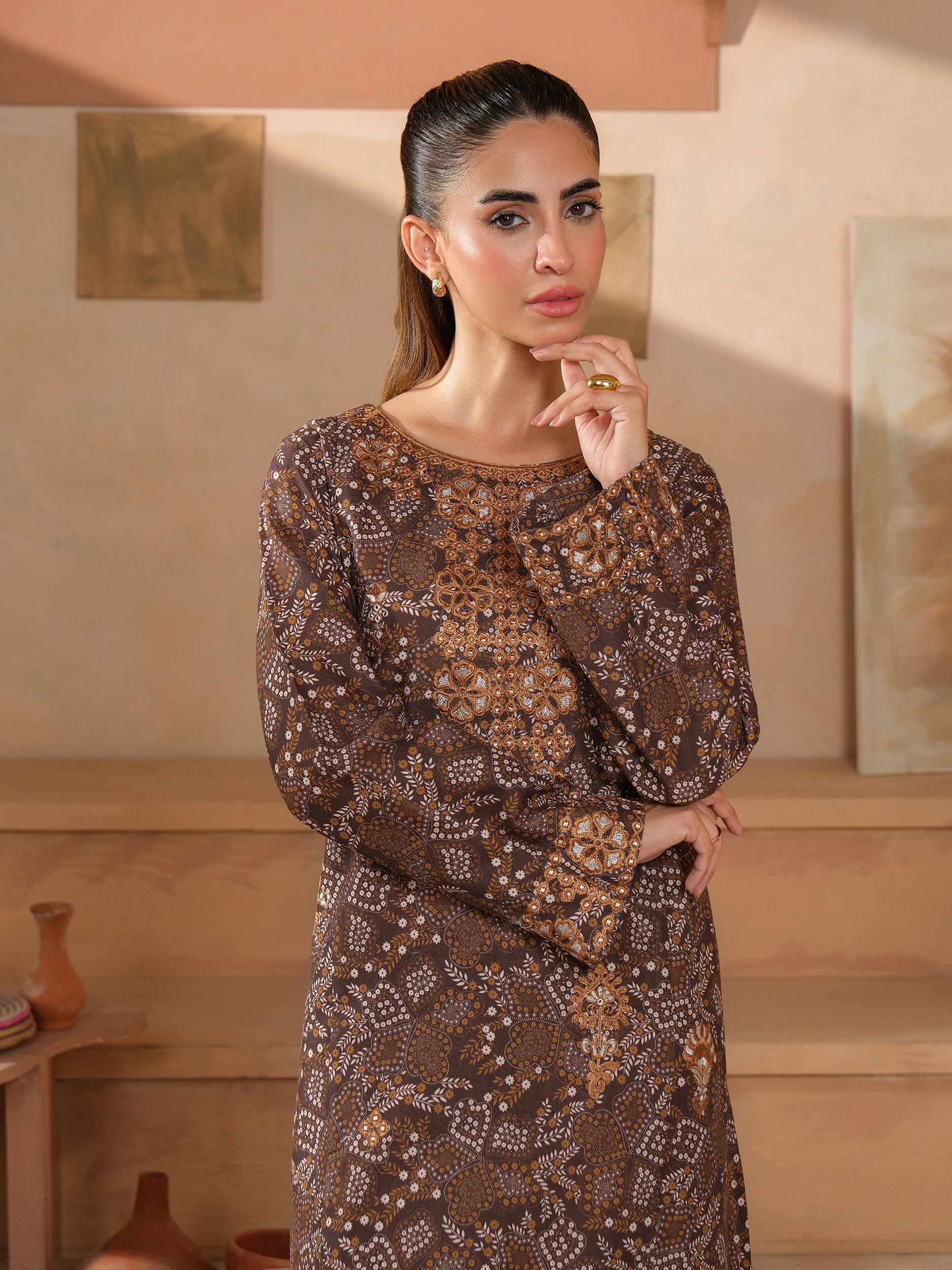 2 Piece Khaddar Suit-Embroidered (Unstitched) - Image 2