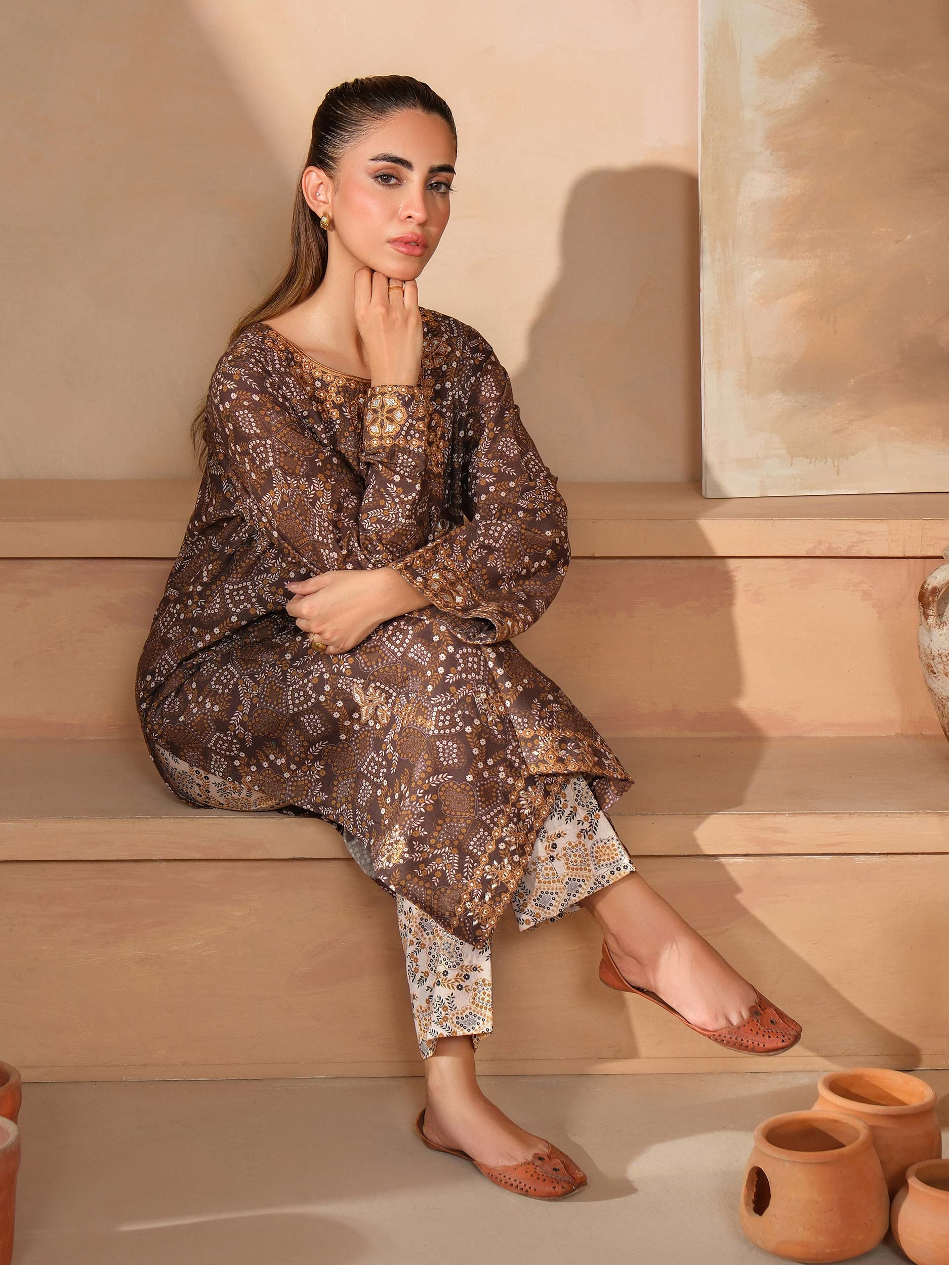 2 Piece Khaddar Suit-Embroidered (Unstitched) - Image 6