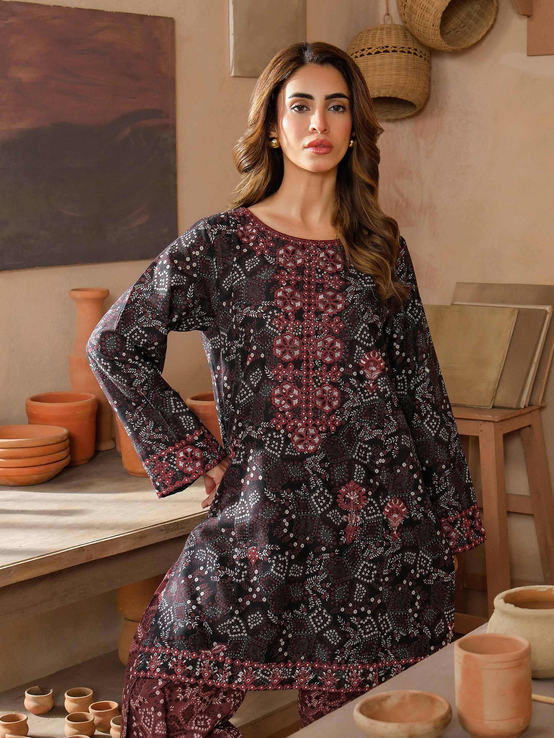 2 Piece Khaddar Suit-Embroidered (Unstitched) - Image 6