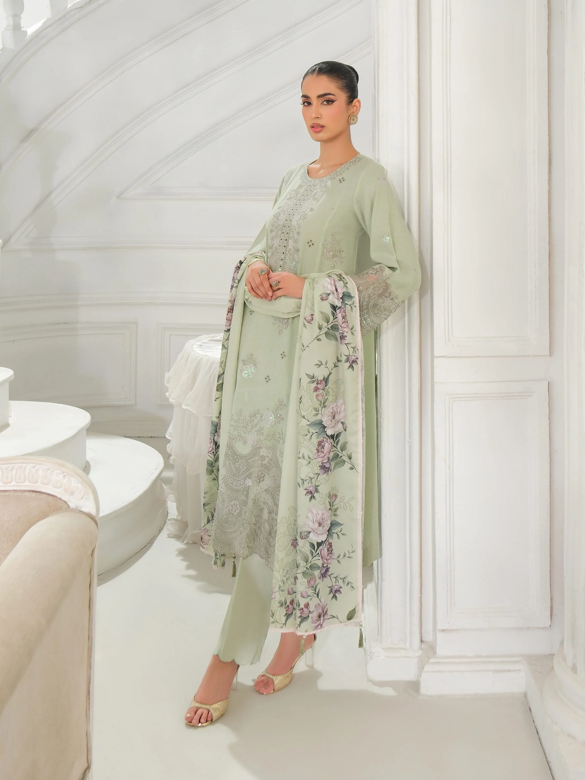 3 Piece Karandi Suit-Embroidered (Unstitched) - Image 4