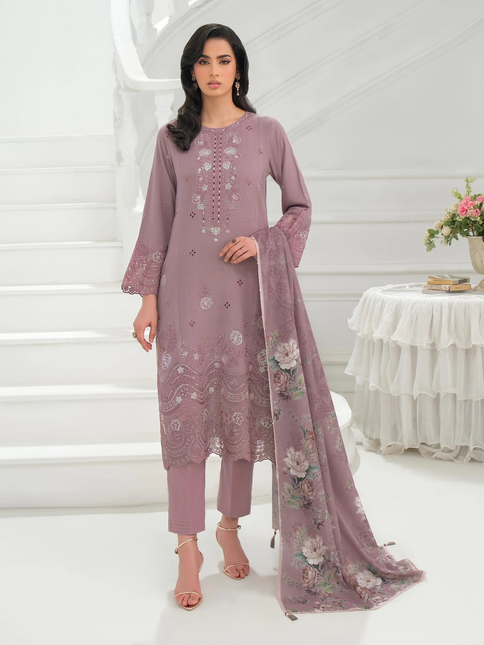 3 Piece Karandi Suit-Embroidered (Unstitched) - Image 3