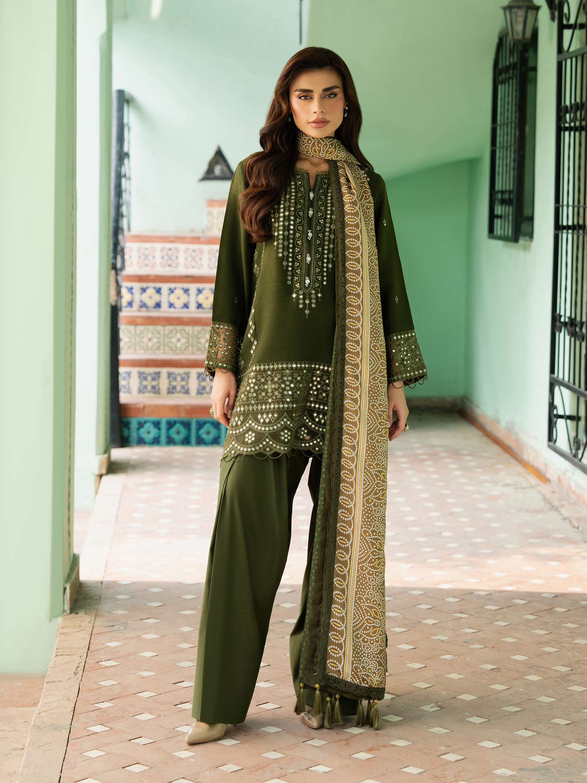3 Piece Karandi Suit-Embroidered (Unstitched) - Image 6