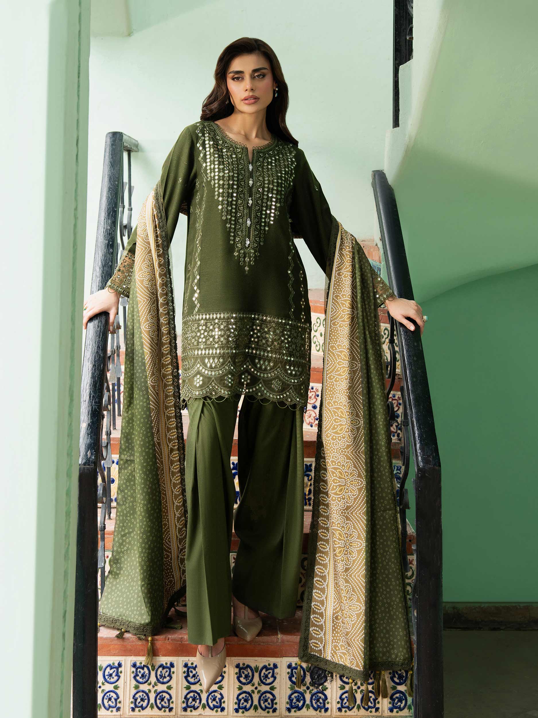 3 Piece Karandi Suit-Embroidered (Unstitched) - Image 8