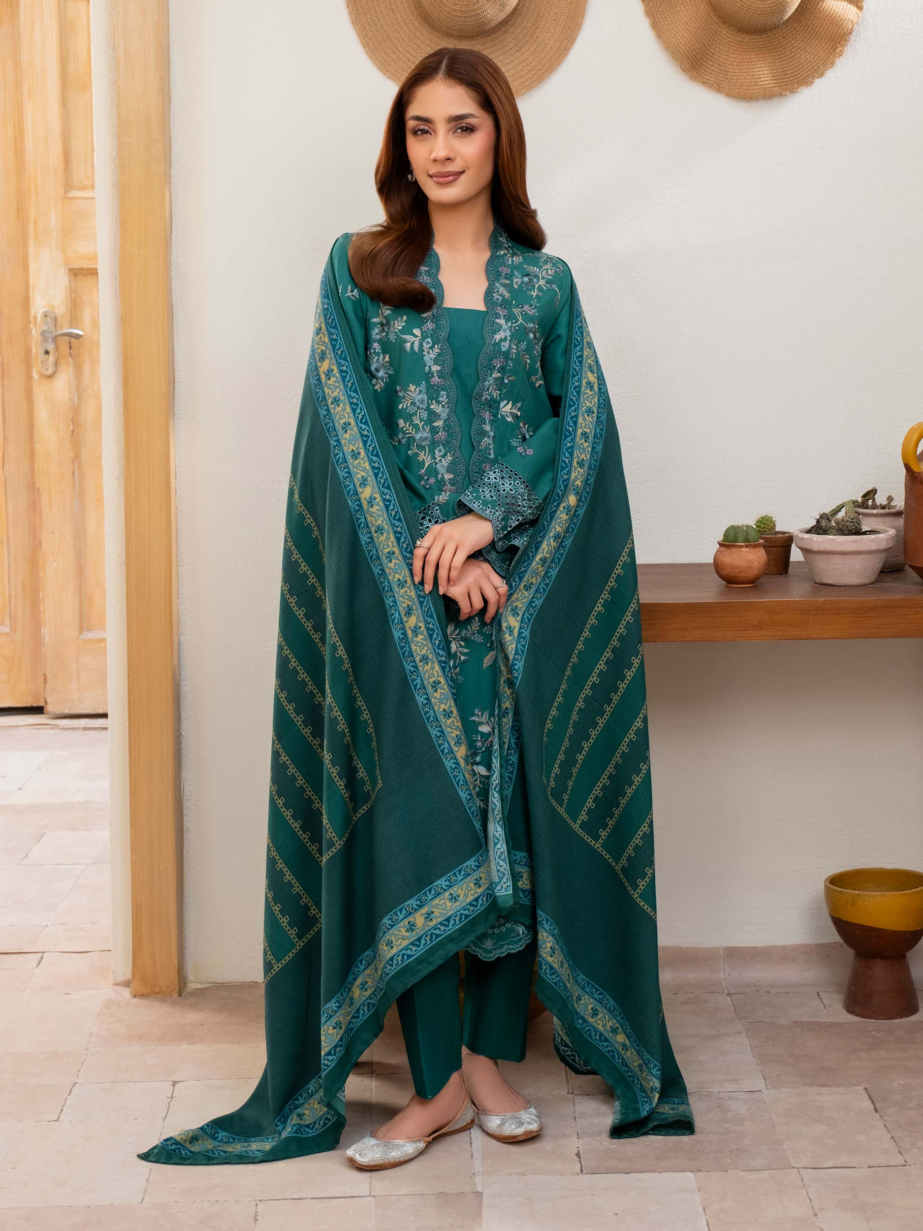 3 Piece Khaddar Suit-Embroidered (Unstitched) - Image 2