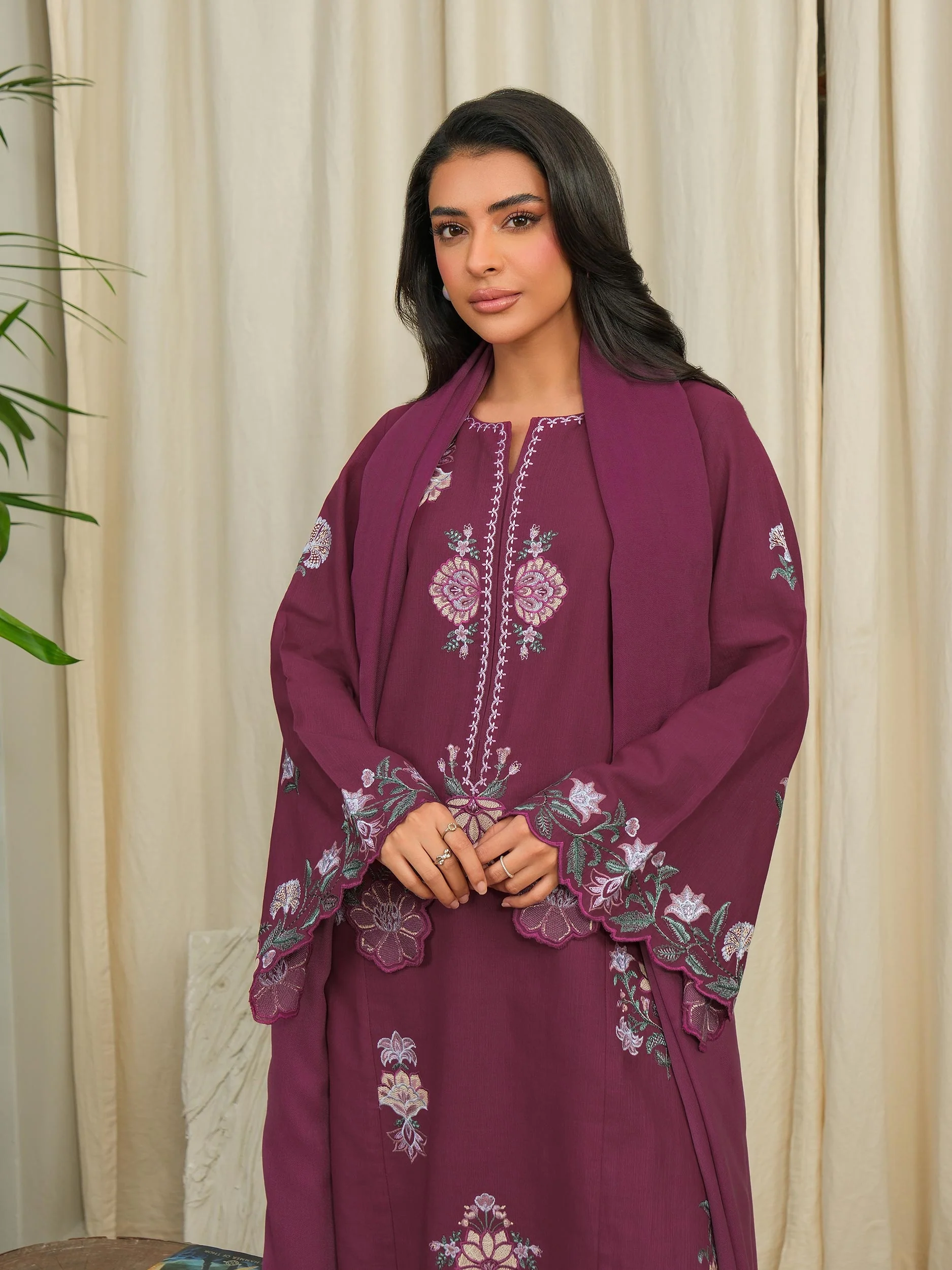3 Piece Khaddar Suit-Embroidered (Unstitched) - Image 4