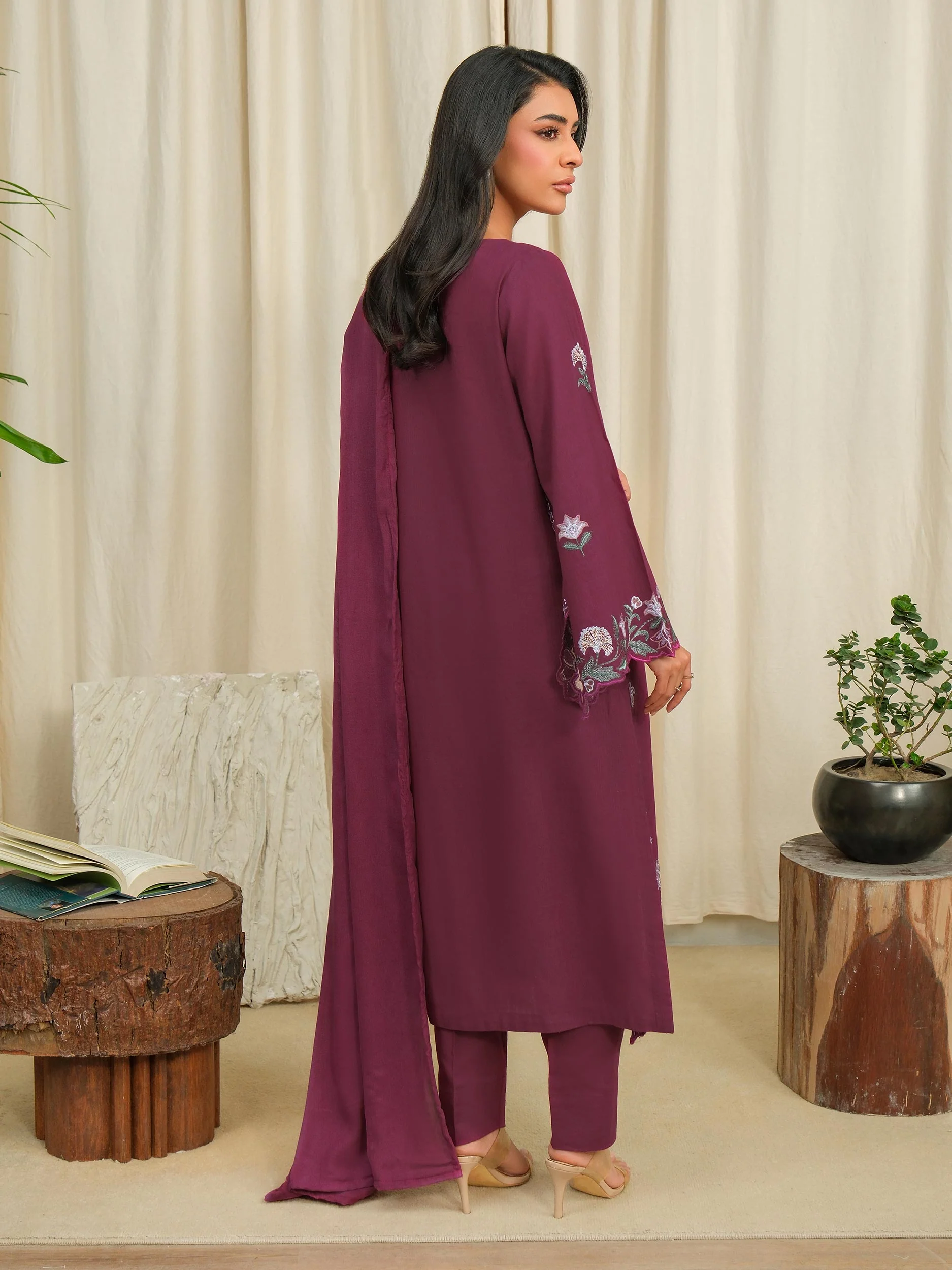 3 Piece Khaddar Suit-Embroidered (Unstitched) - Image 6