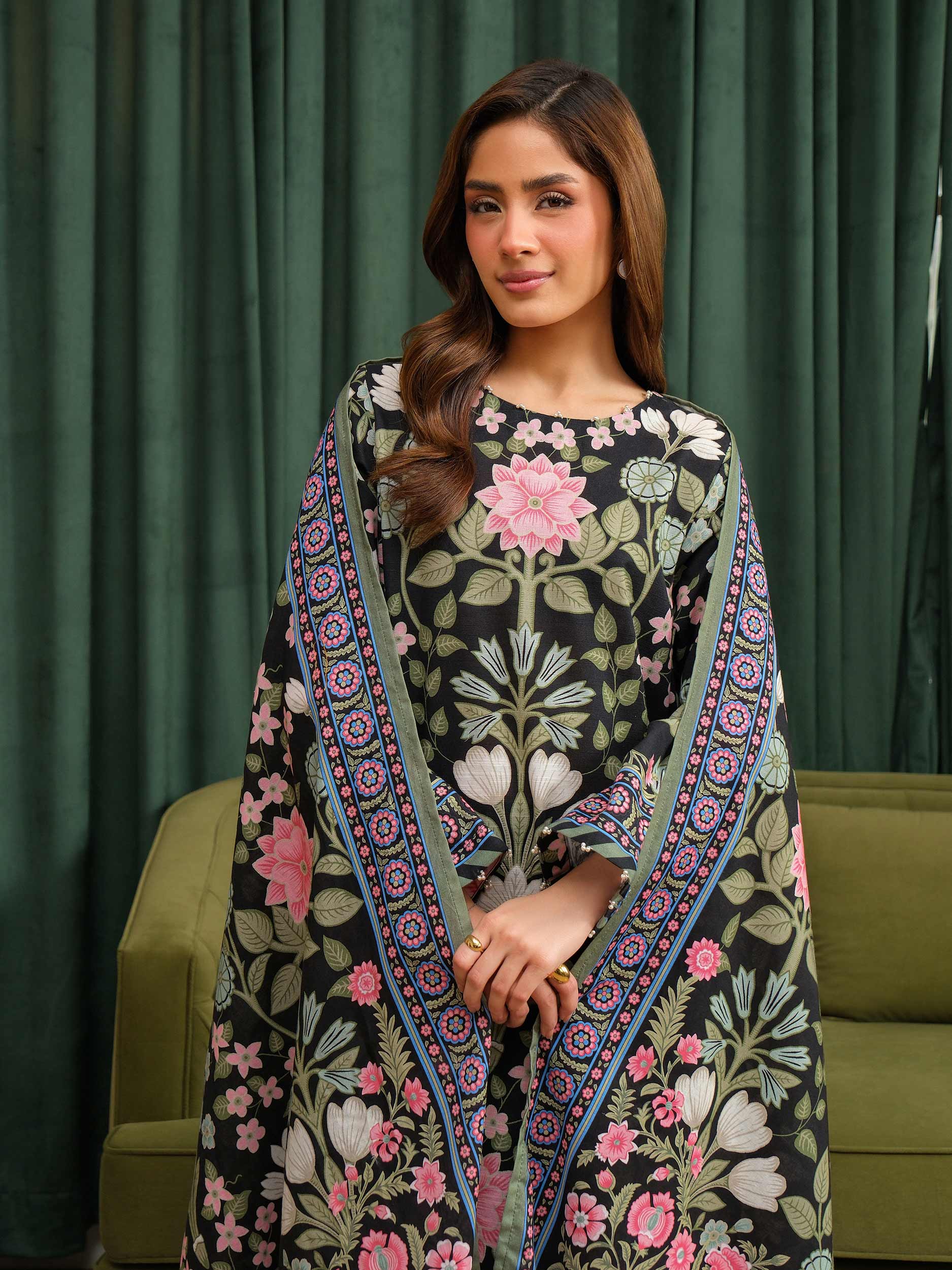 2 Piece Khaddar Suit-Printed (Unstitched) - Image 3