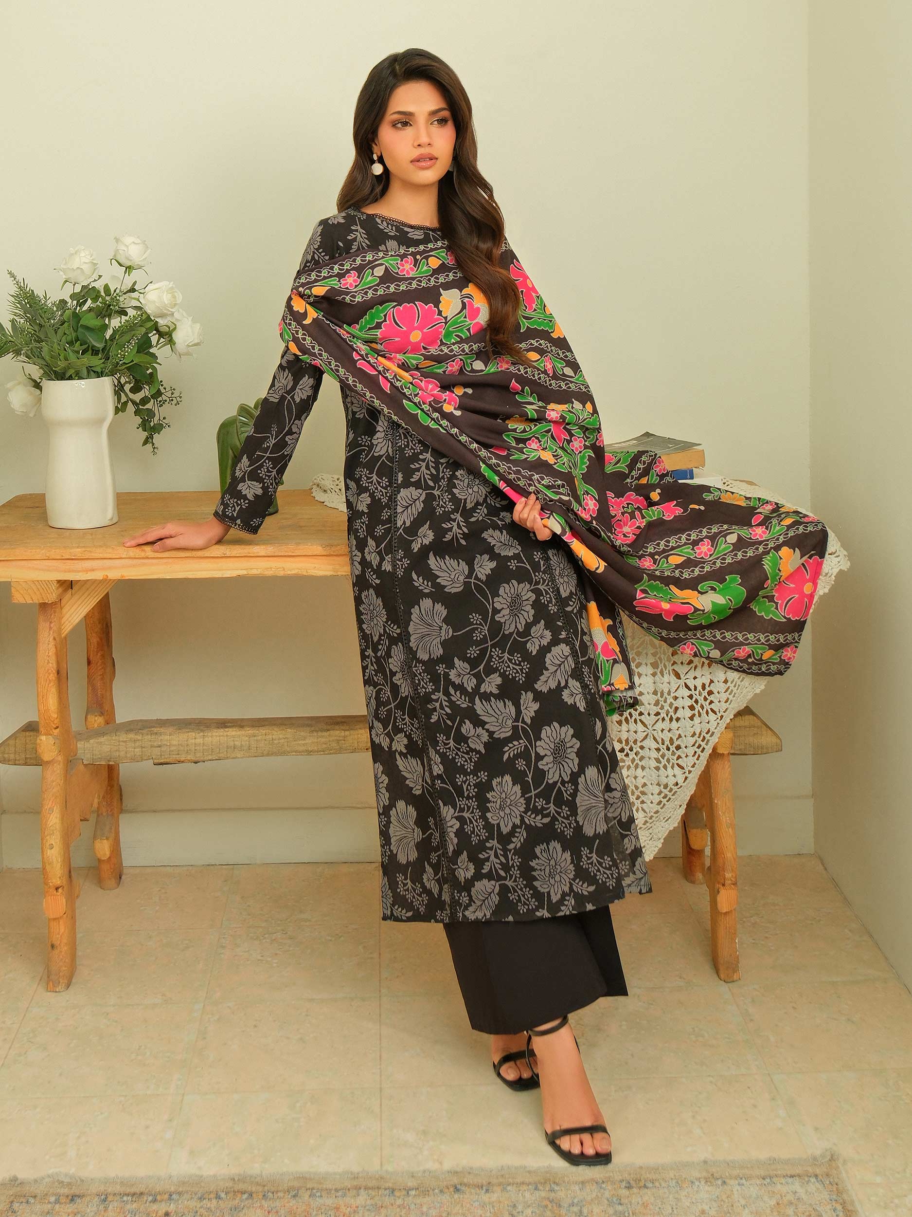 2 Piece Khaddar Suit-Printed (Unstitched) - Image 4