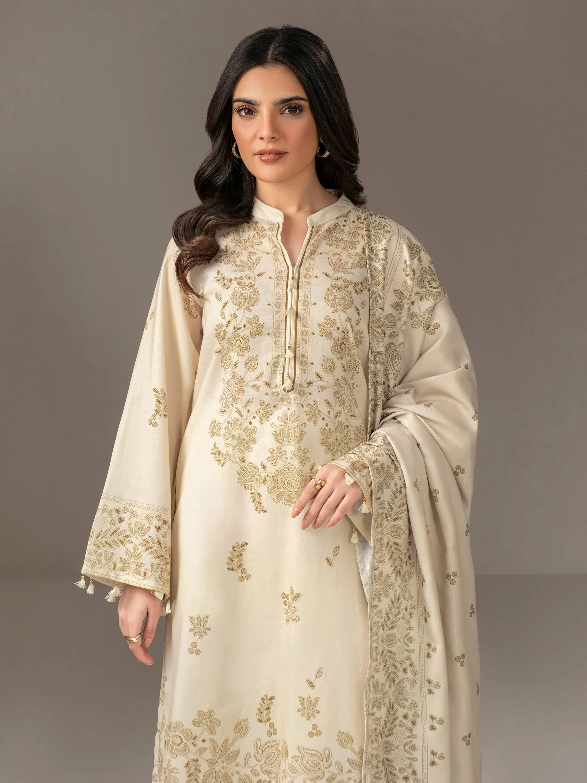 2 Piece Khaddar Suit-Printed (Unstitched) - Image 2
