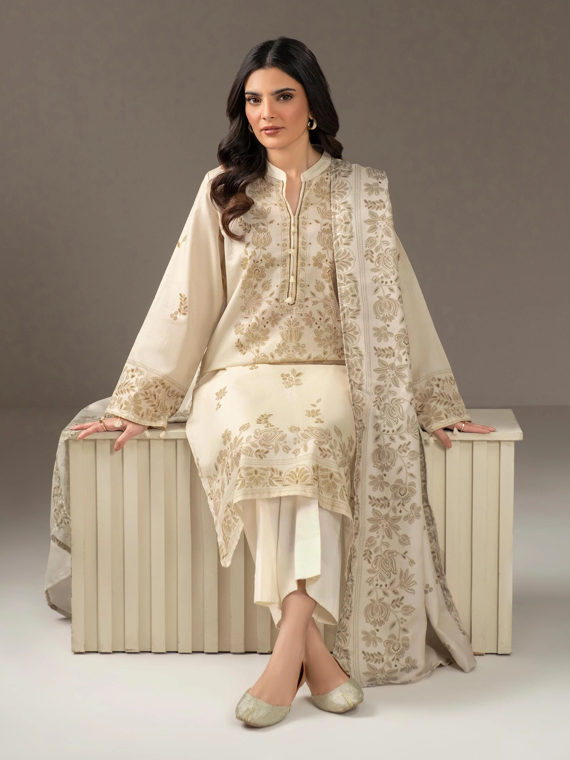 2 Piece Khaddar Suit-Printed (Unstitched) - Image 6