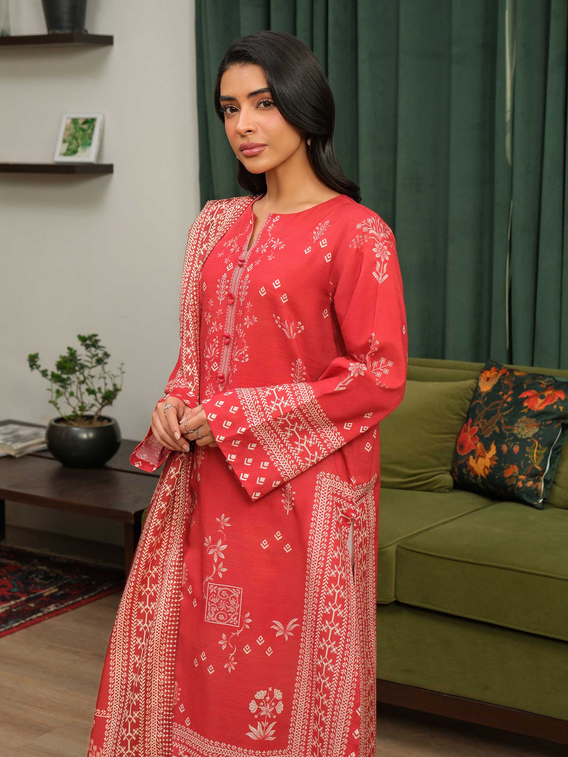 2 Piece Khaddar Suit-Printed (Unstitched) - Image 2