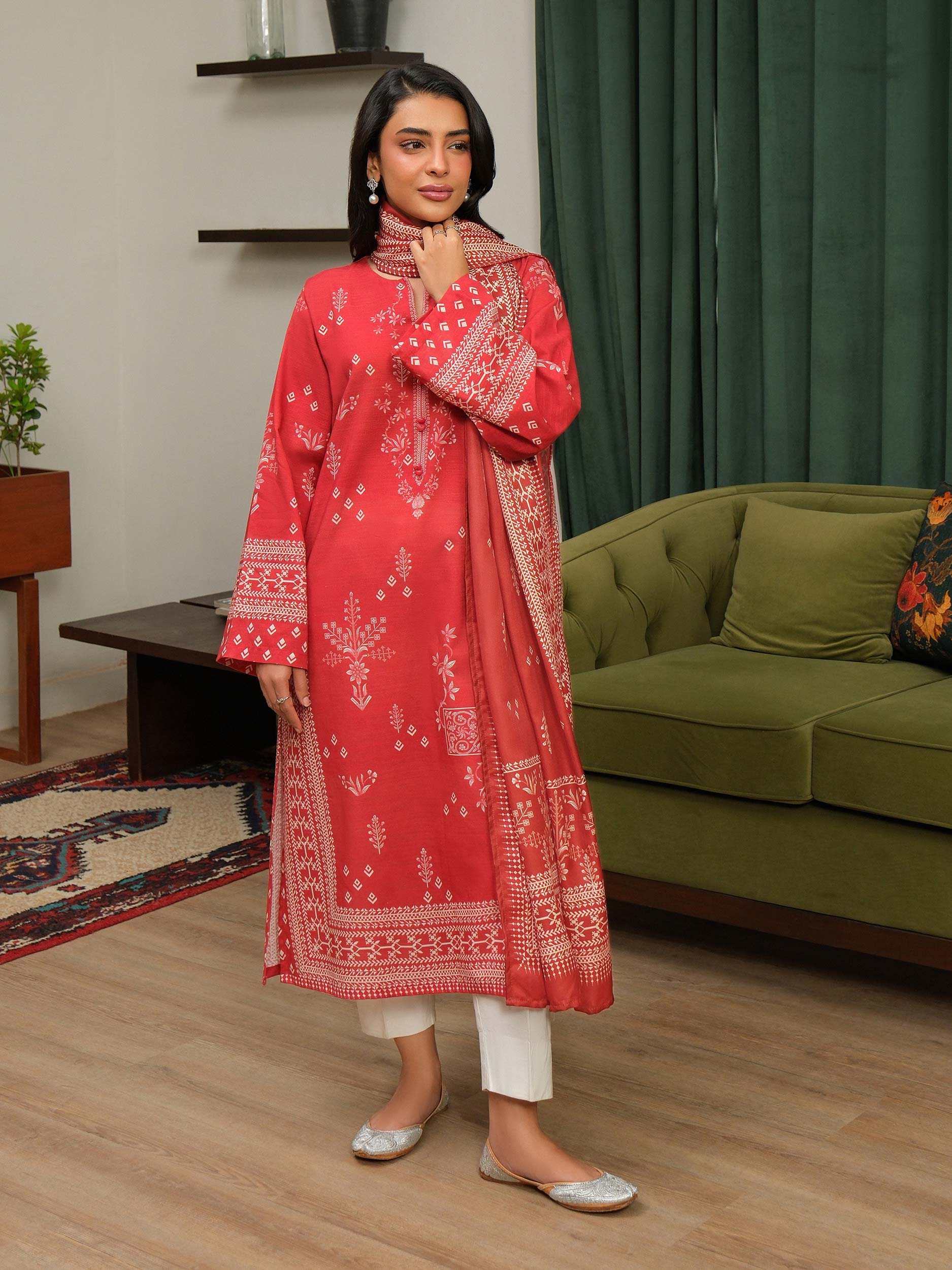 2 Piece Khaddar Suit-Printed (Unstitched) - Image 3