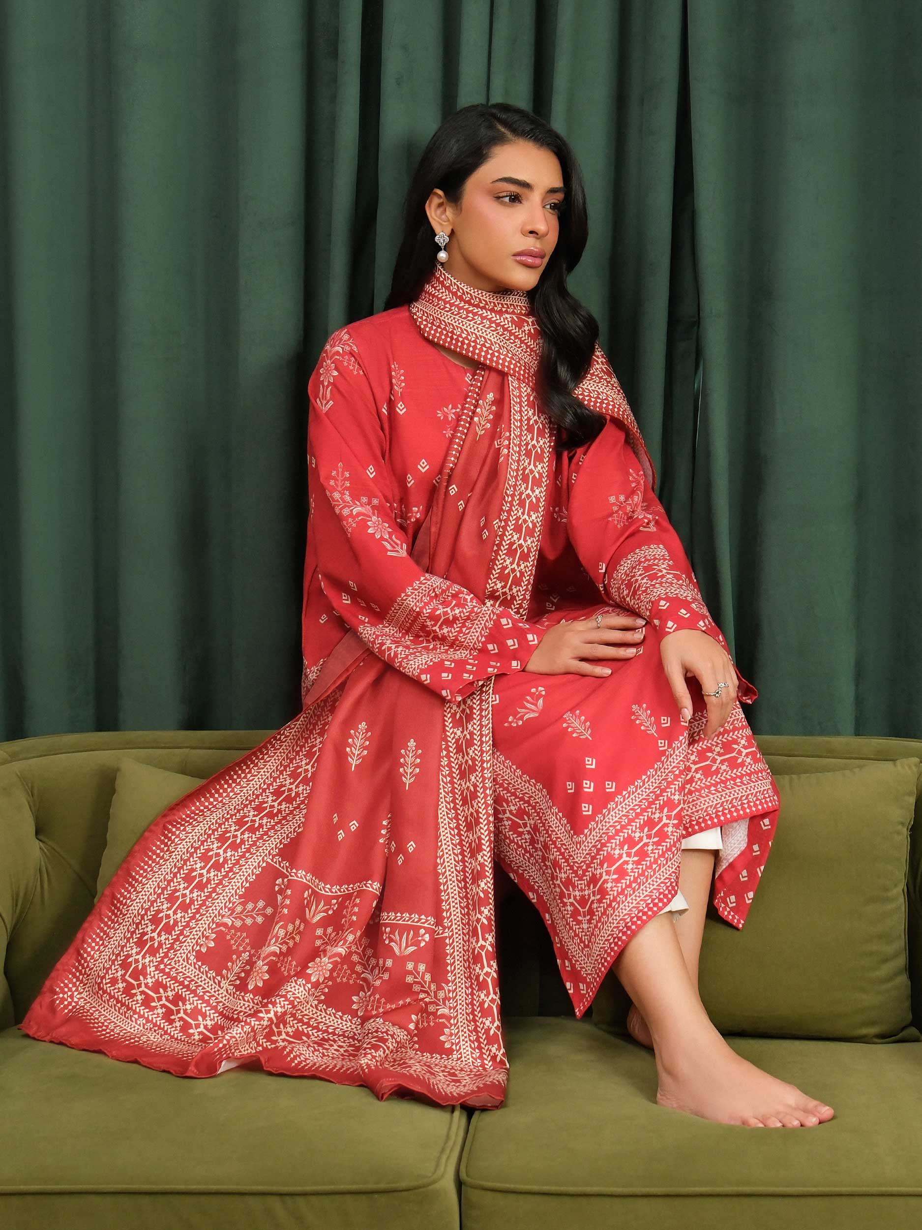 2 Piece Khaddar Suit-Printed (Unstitched) - Image 6