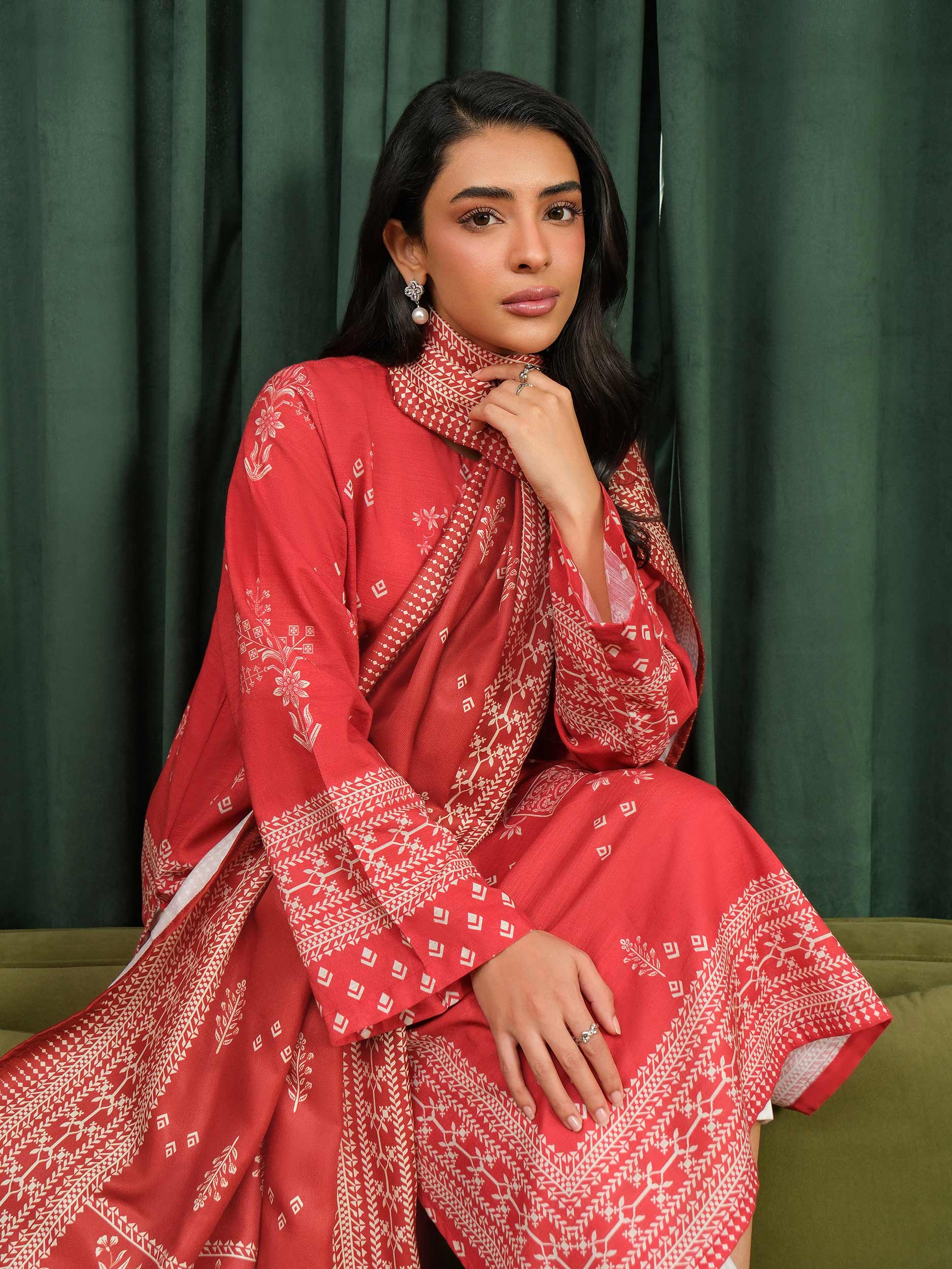 2 Piece Khaddar Suit-Printed (Unstitched) - Image 7