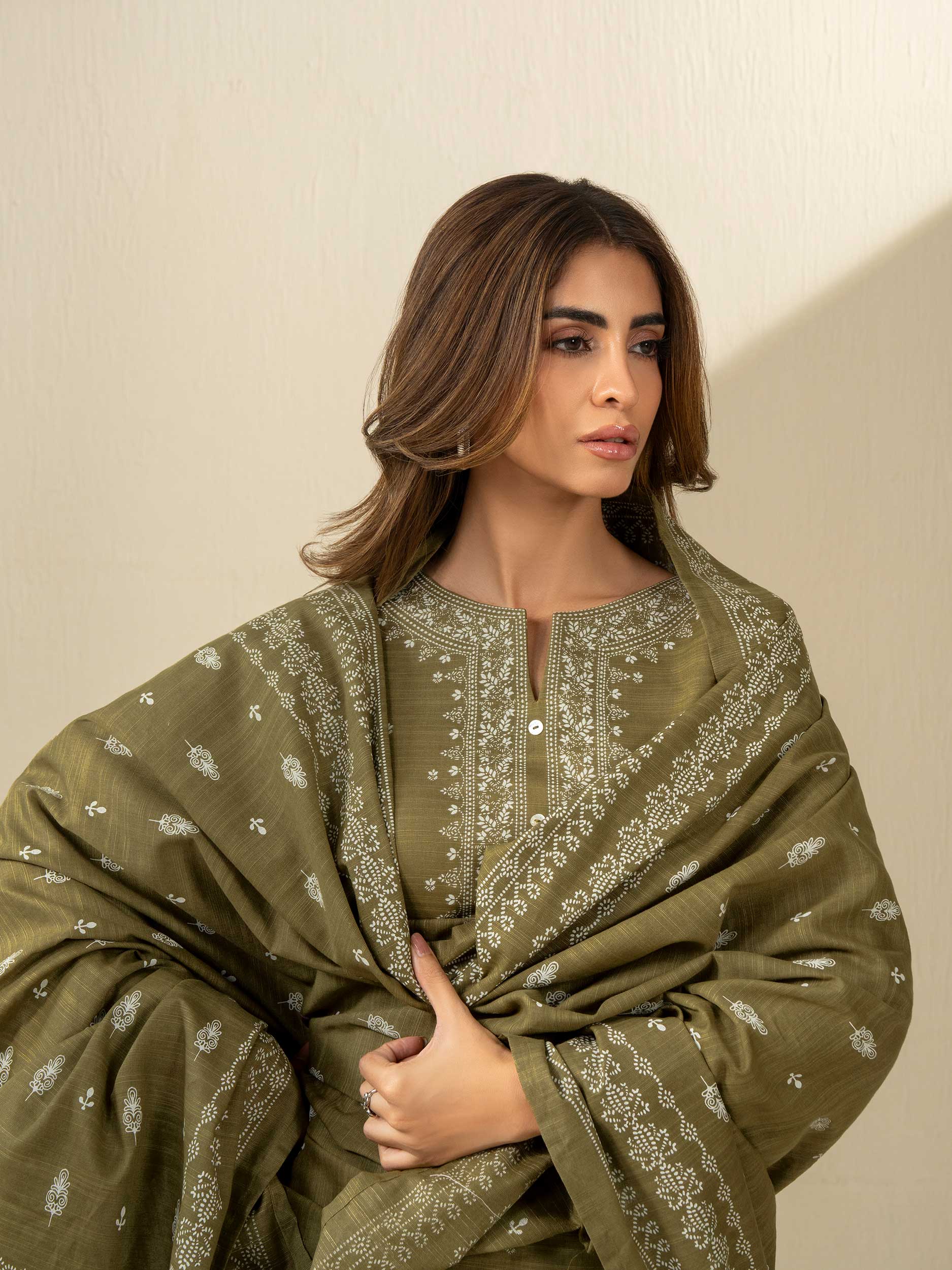 2 Piece Khaddar Suit-Printed (Unstitched) - Image 2