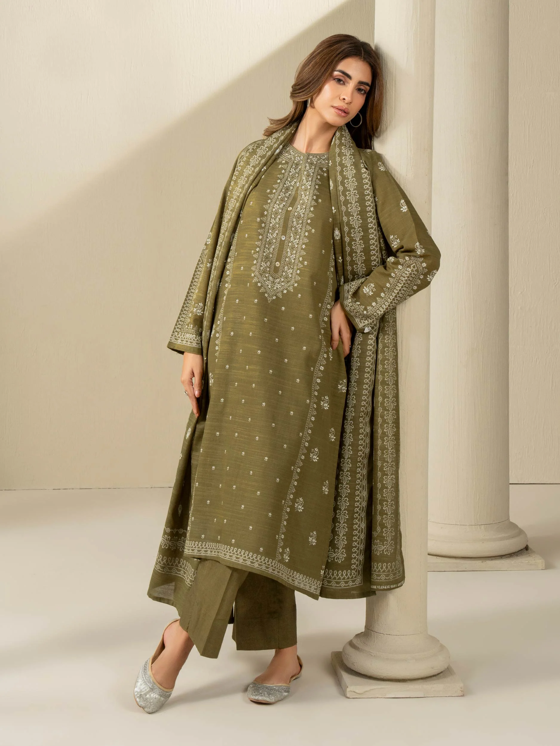 2 Piece Khaddar Suit-Printed (Unstitched) - Image 4
