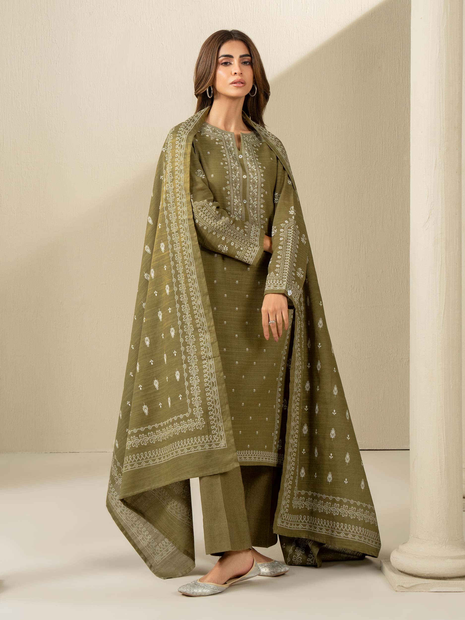 2 Piece Khaddar Suit-Printed (Unstitched) - Image 6