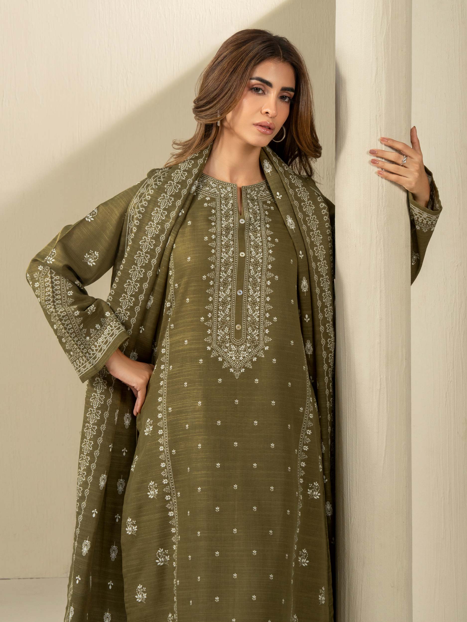 2 Piece Khaddar Suit-Printed (Unstitched) - Image 7