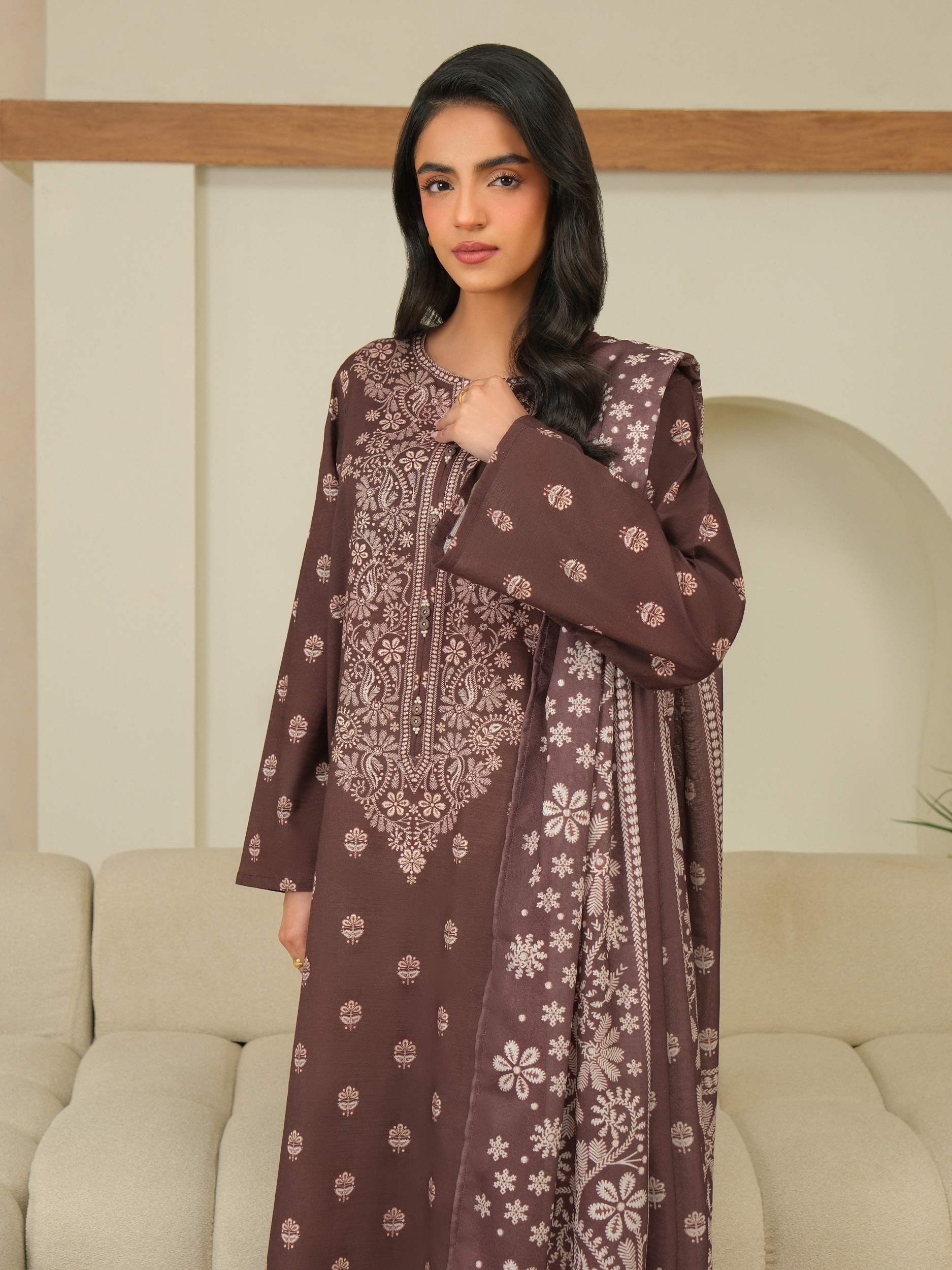 2 Piece Khaddar Suit-Printed (Unstitched) - Image 2