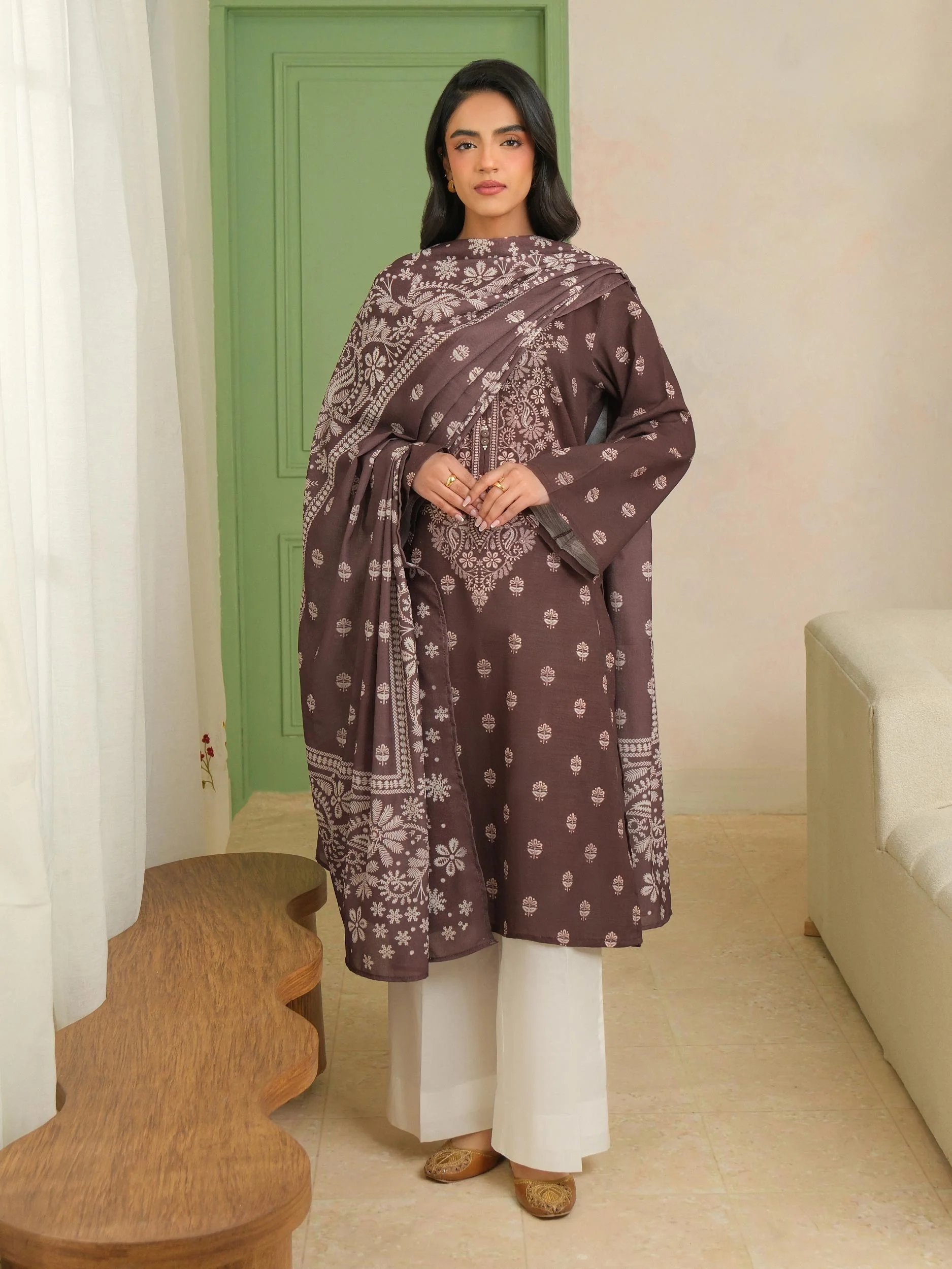 2 Piece Khaddar Suit-Printed (Unstitched) - Image 3