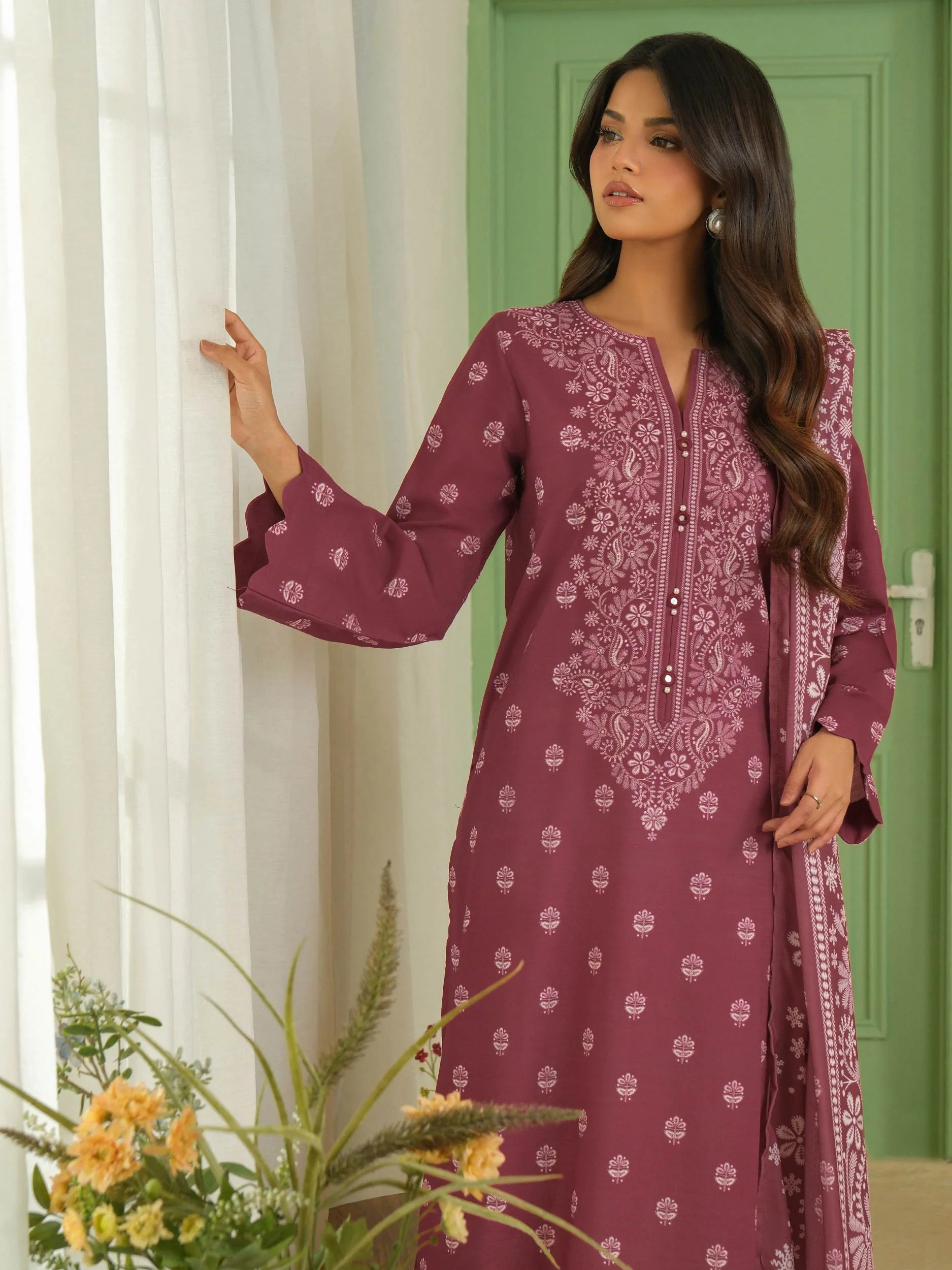 2 Piece Khaddar Suit-Printed (Unstitched) - Image 2