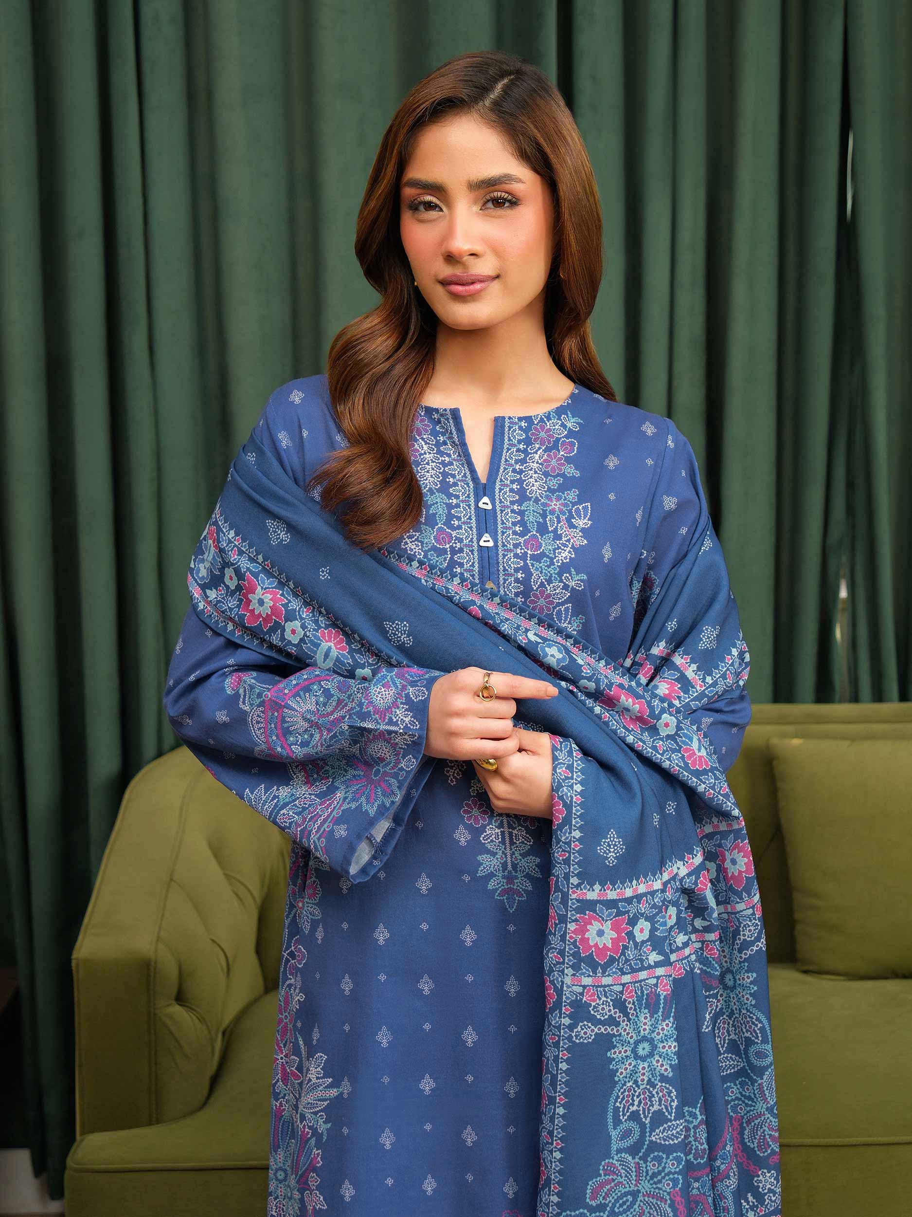 3 Piece Khaddar Suit-Printed (Unstitched) - Image 4