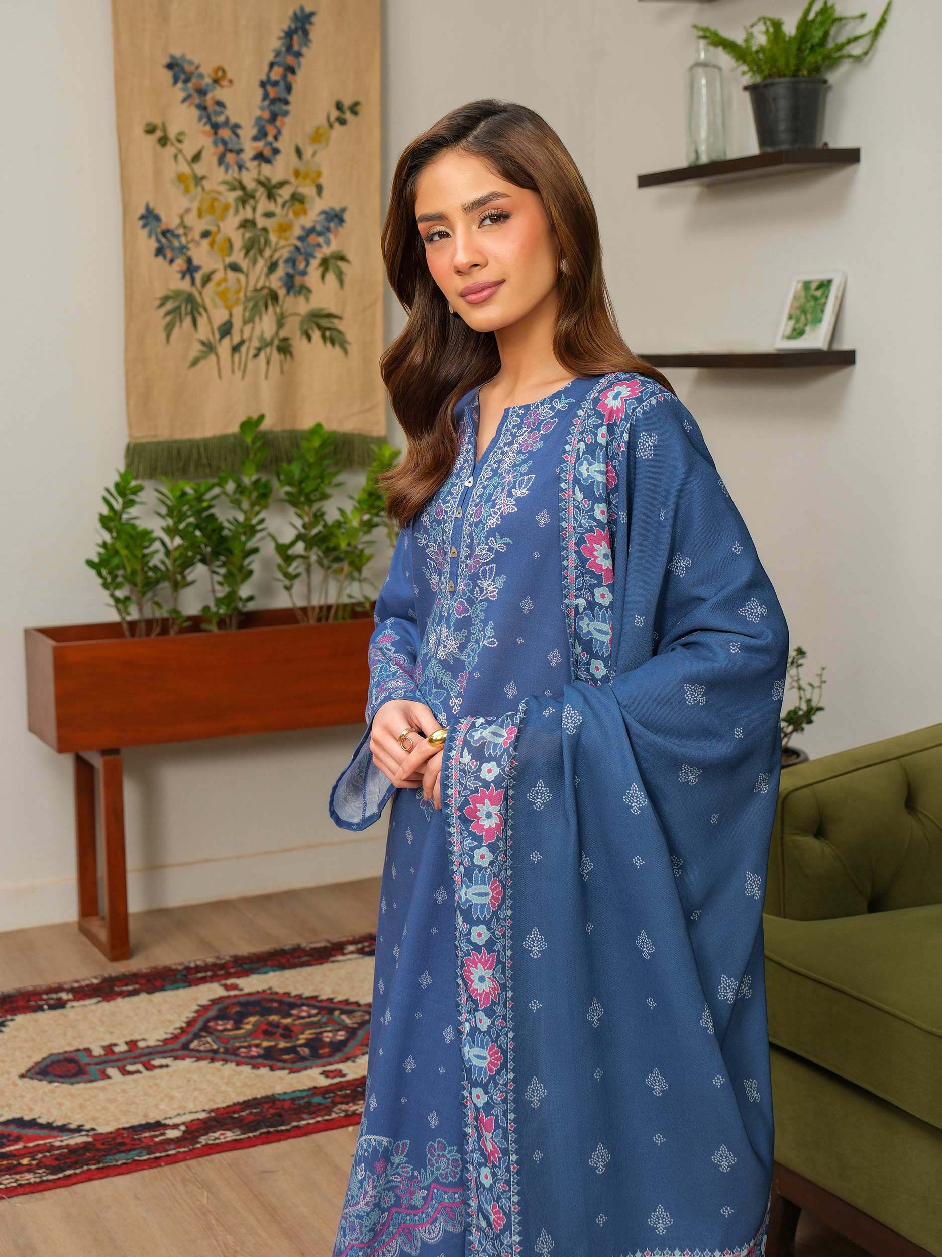 3 Piece Khaddar Suit-Printed (Unstitched) - Image 6