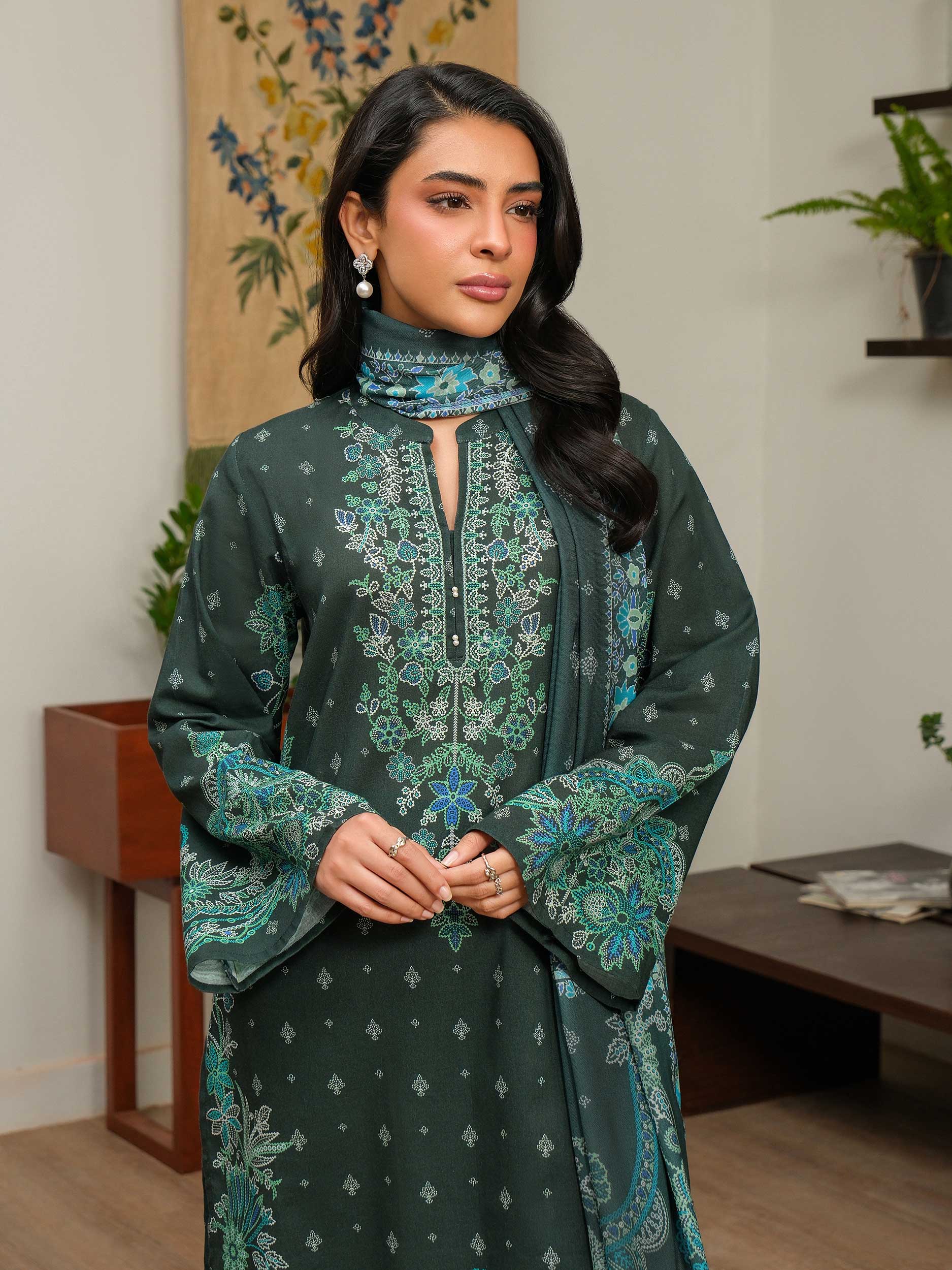 3 Piece Khaddar Suit-Printed (Unstitched) - Image 2