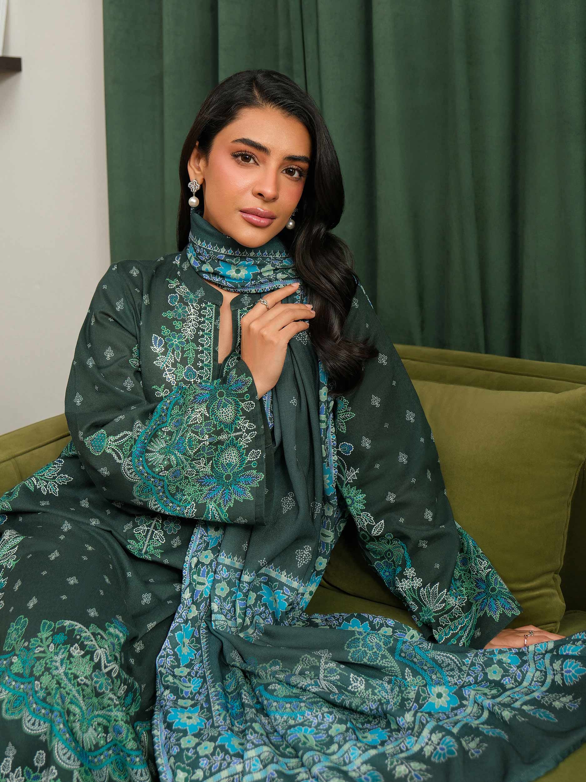 3 Piece Khaddar Suit-Printed (Unstitched) - Image 7