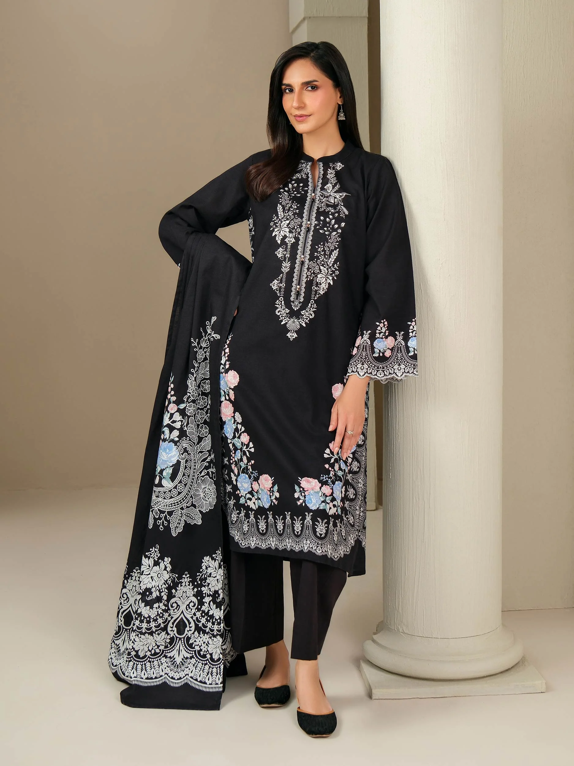 3 Piece Khaddar Suit-Printed (Unstitched) - Image 2