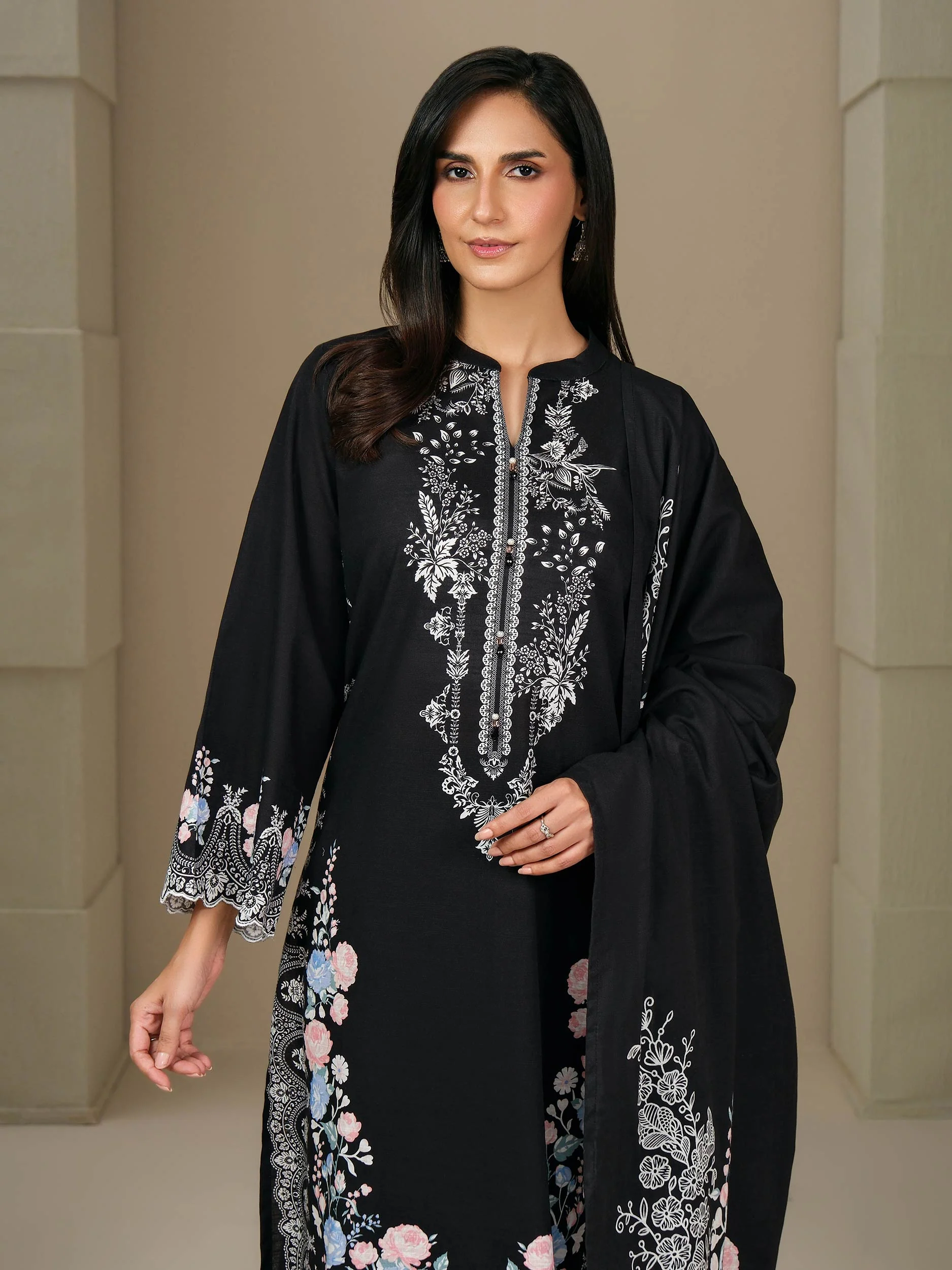 3 Piece Khaddar Suit-Printed (Unstitched) - Image 5
