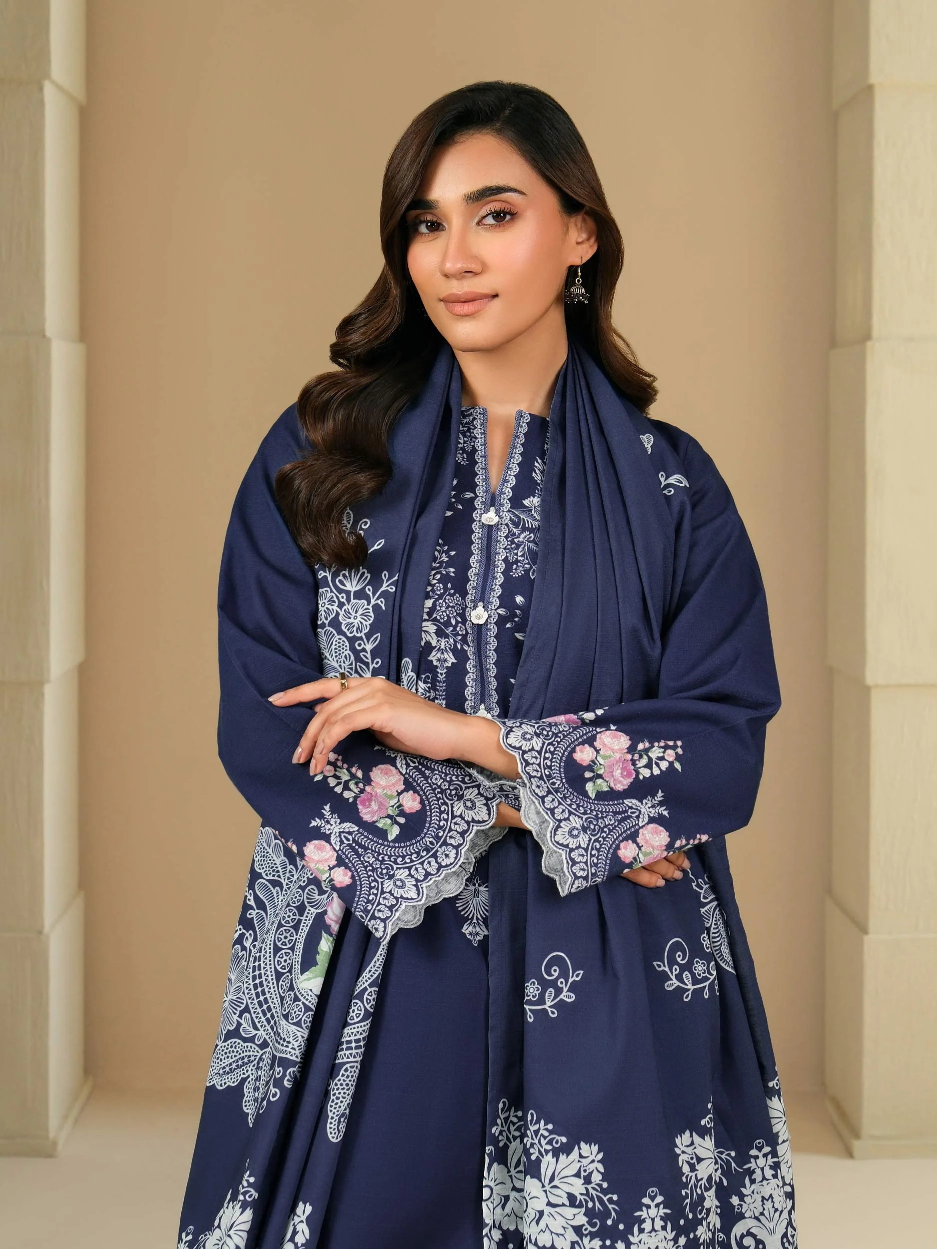 3 Piece Khaddar Suit-Printed (Unstitched) - Image 2