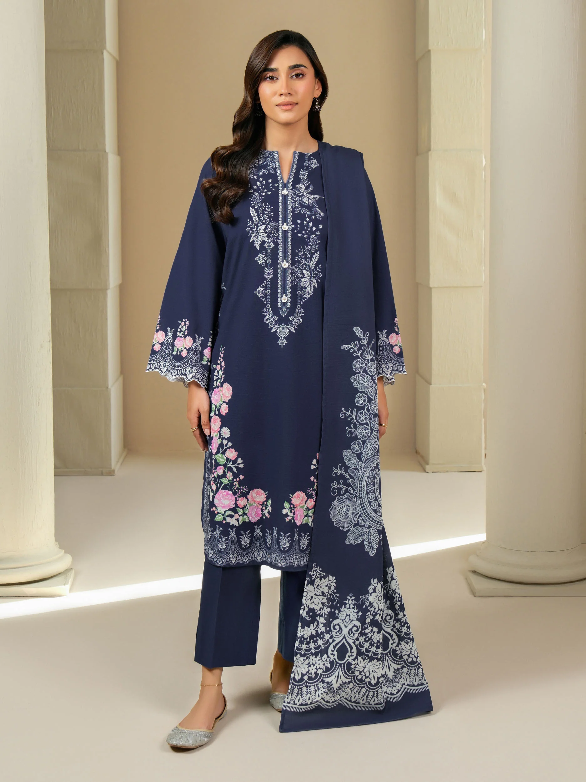 3 Piece Khaddar Suit-Printed (Unstitched) - Image 3