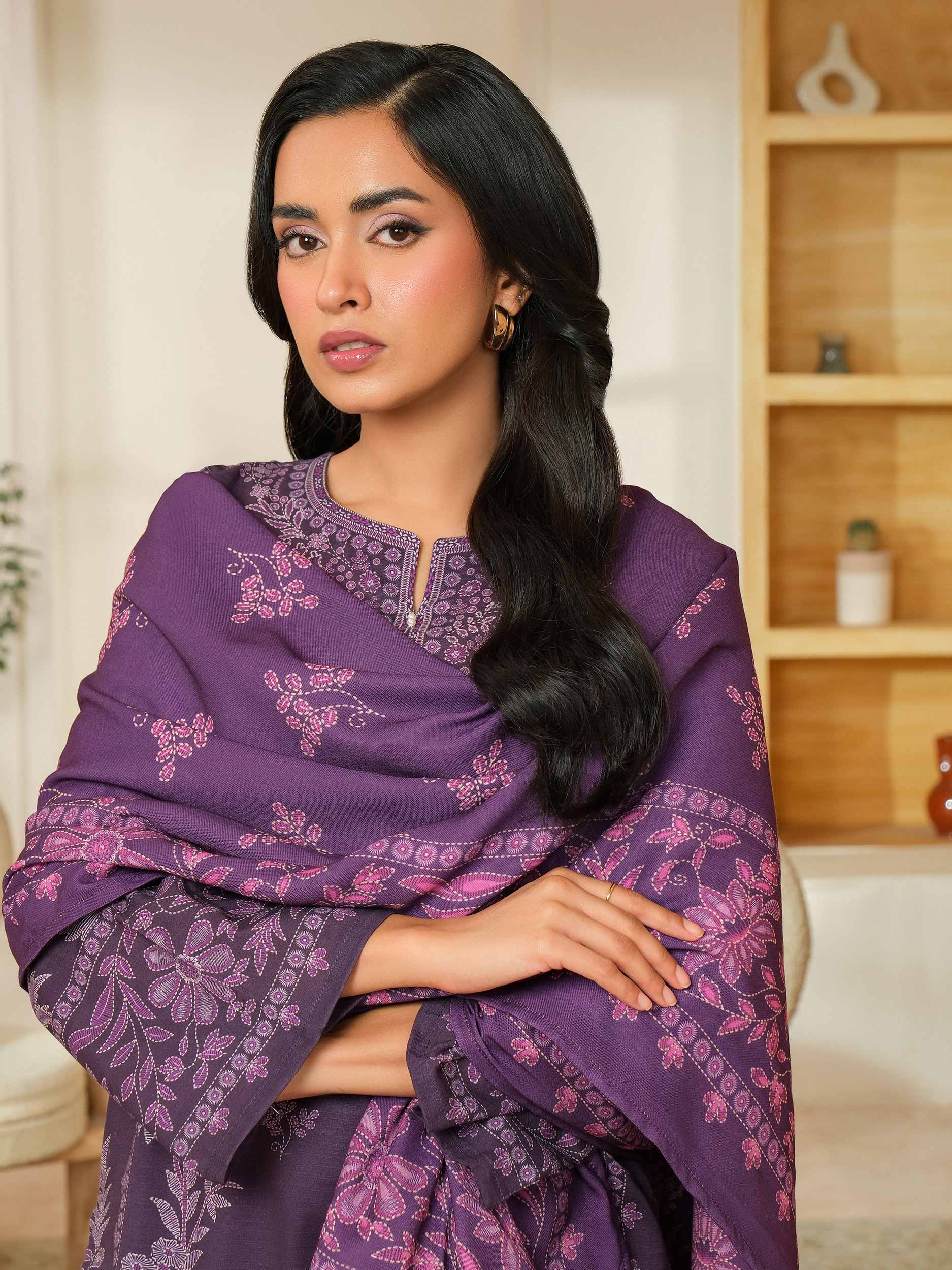 3 Piece Khaddar Suit-Paste Print (Unstitched) - Image 6
